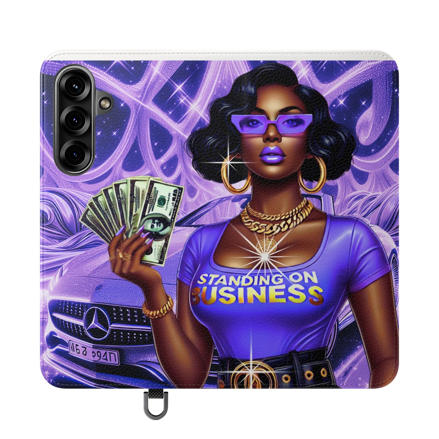 Empowered Businesswoman Flip Case - Stylish Phone Wallet Cover with Money Design