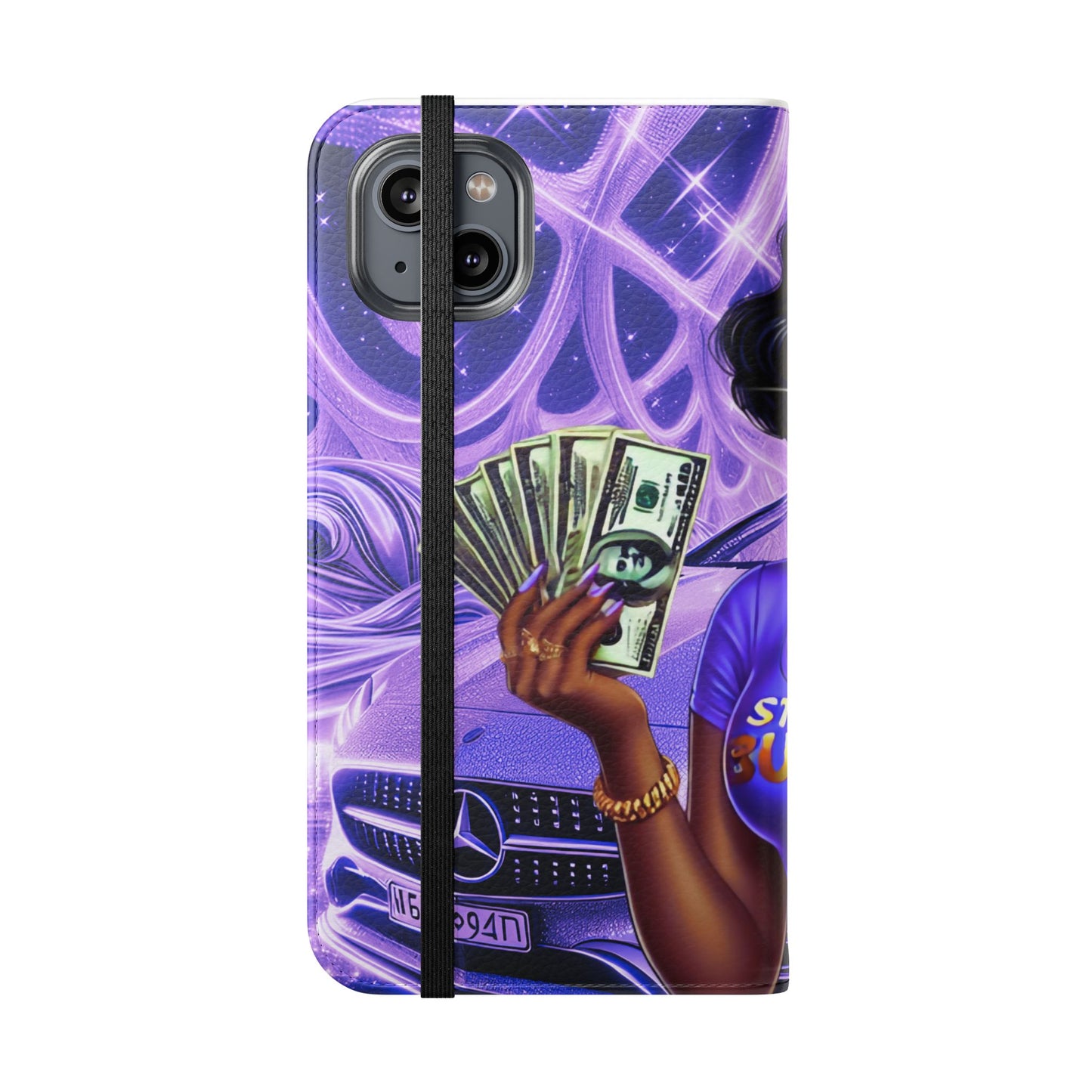 Empowered Businesswoman Flip Case - Stylish Phone Wallet Cover with Money Design