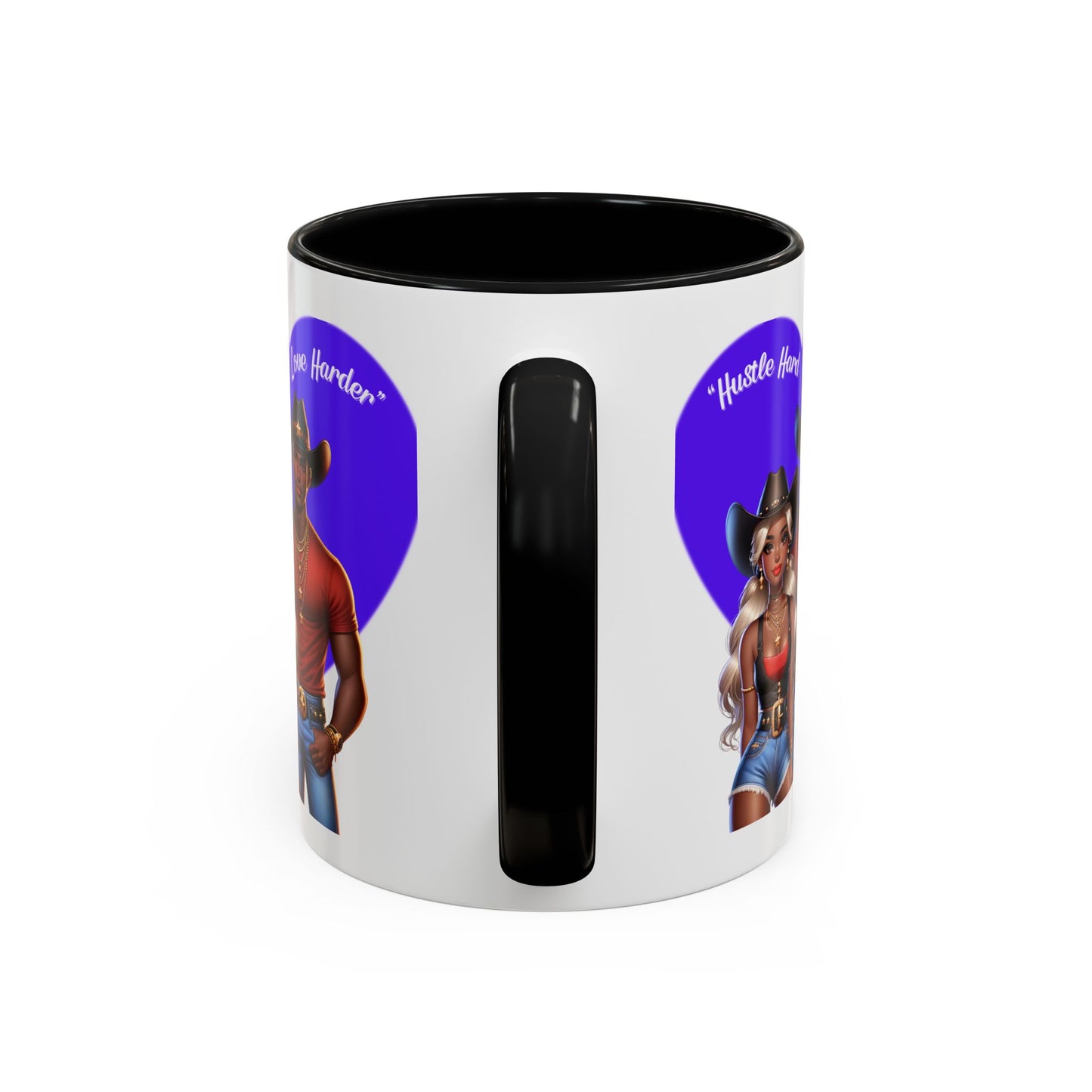 Hustle Hard Love Harder Accent Coffee Mug – Motivational 11/15oz Mug for Cowgirl & Cowboy Lovers