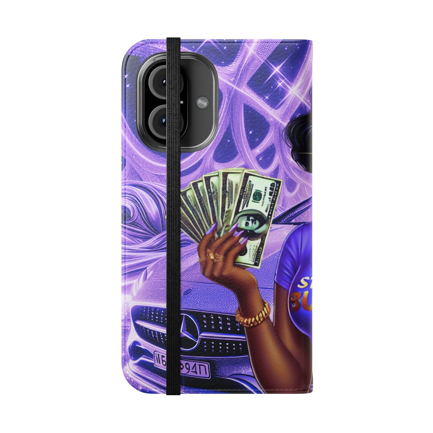 Empowered Businesswoman Flip Case - Stylish Phone Wallet Cover with Money Design