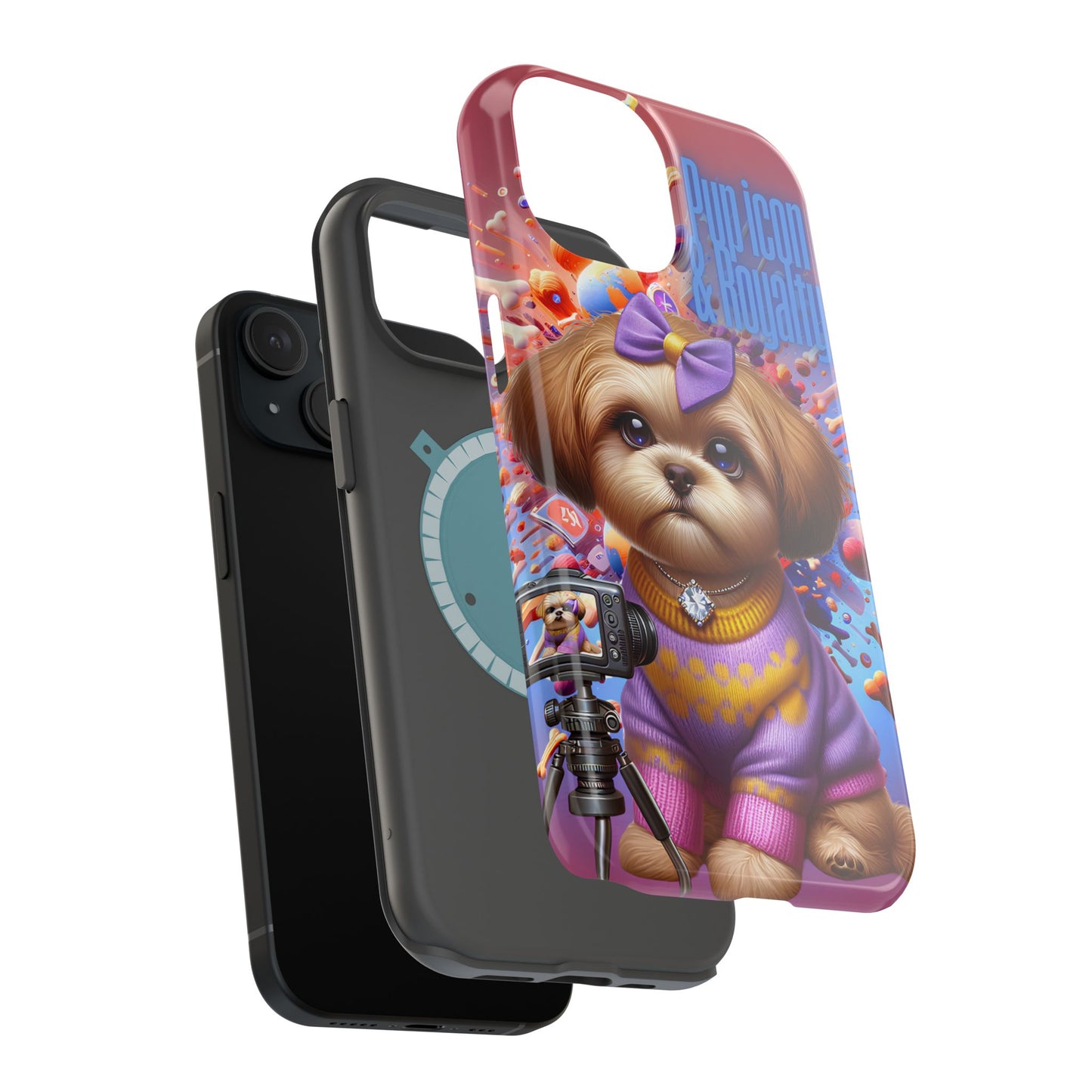Cute Dog Art Magnetic Phone Case - Pup Icon & Royalty Design