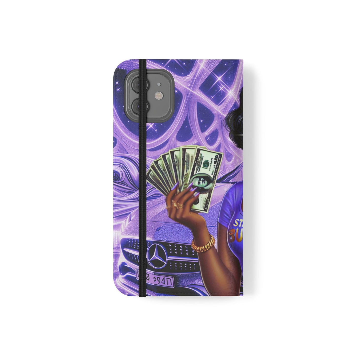Empowered Businesswoman Flip Case - Stylish Phone Wallet Cover with Money Design