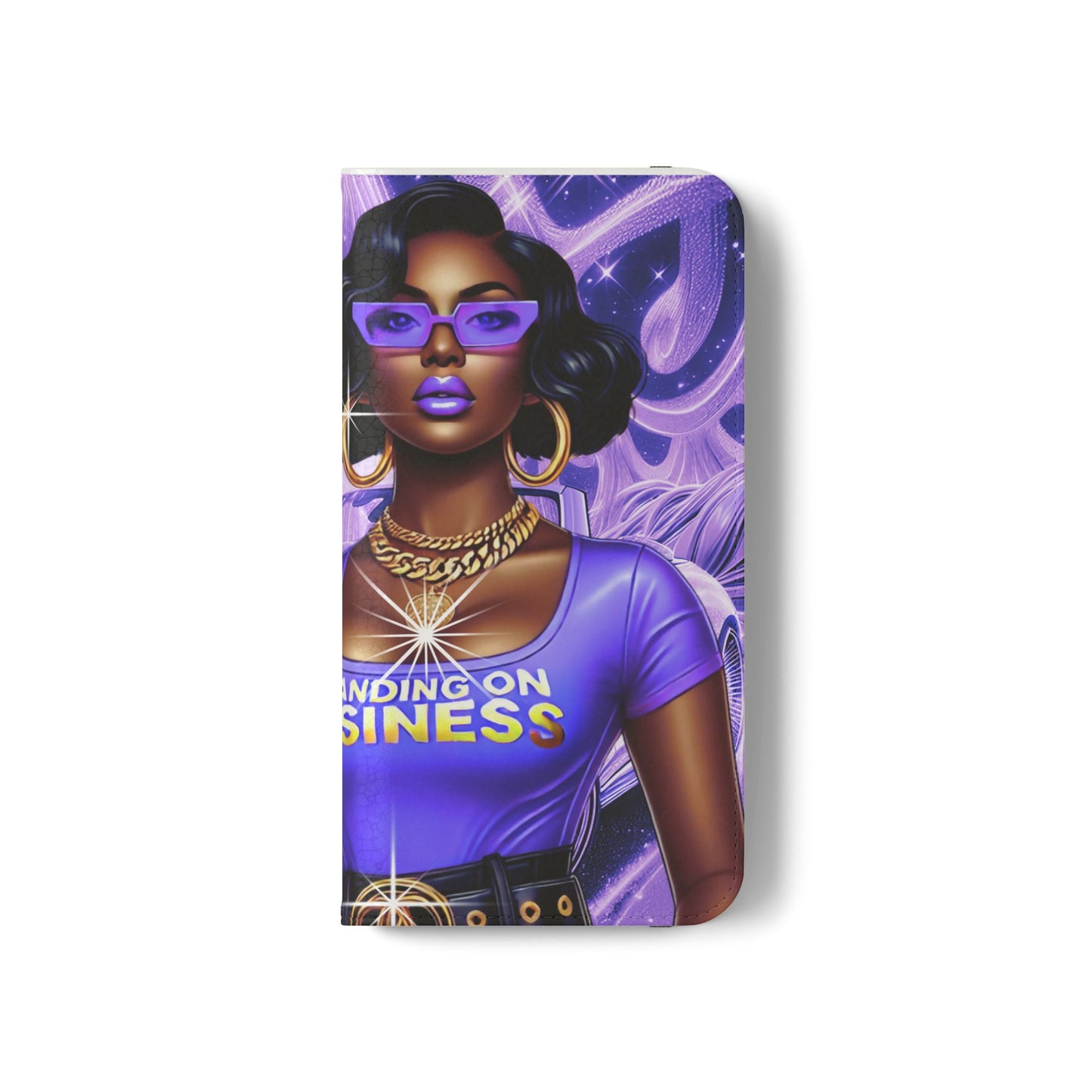 Empowered Businesswoman Flip Case - Stylish Phone Wallet Cover with Money Design