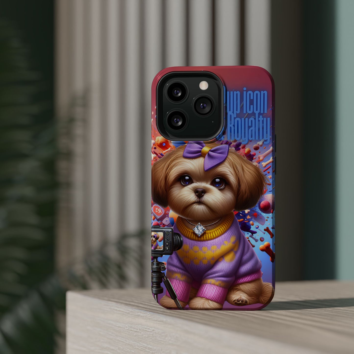 Cute Dog Art Magnetic Phone Case - Pup Icon & Royalty Design