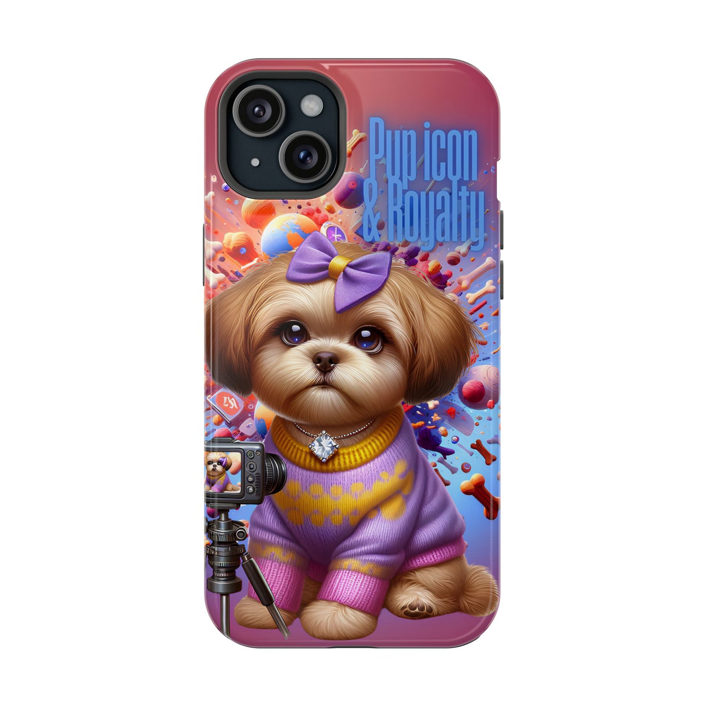 Cute Dog Art Magnetic Phone Case - Pup Icon & Royalty Design