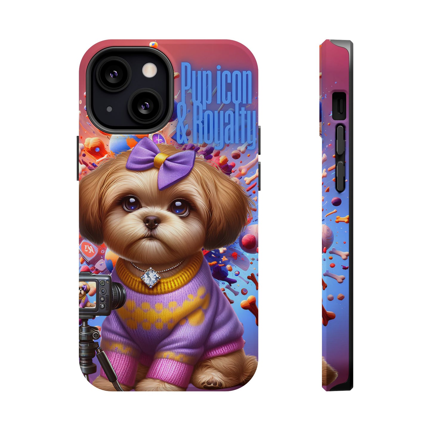 Cute Dog Art Magnetic Phone Case - Pup Icon & Royalty Design