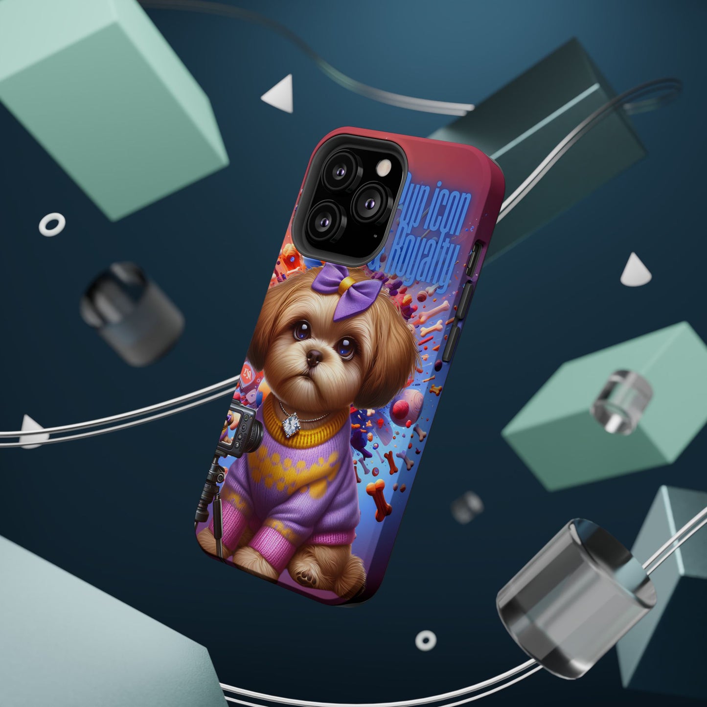 Cute Dog Art Magnetic Phone Case - Pup Icon & Royalty Design