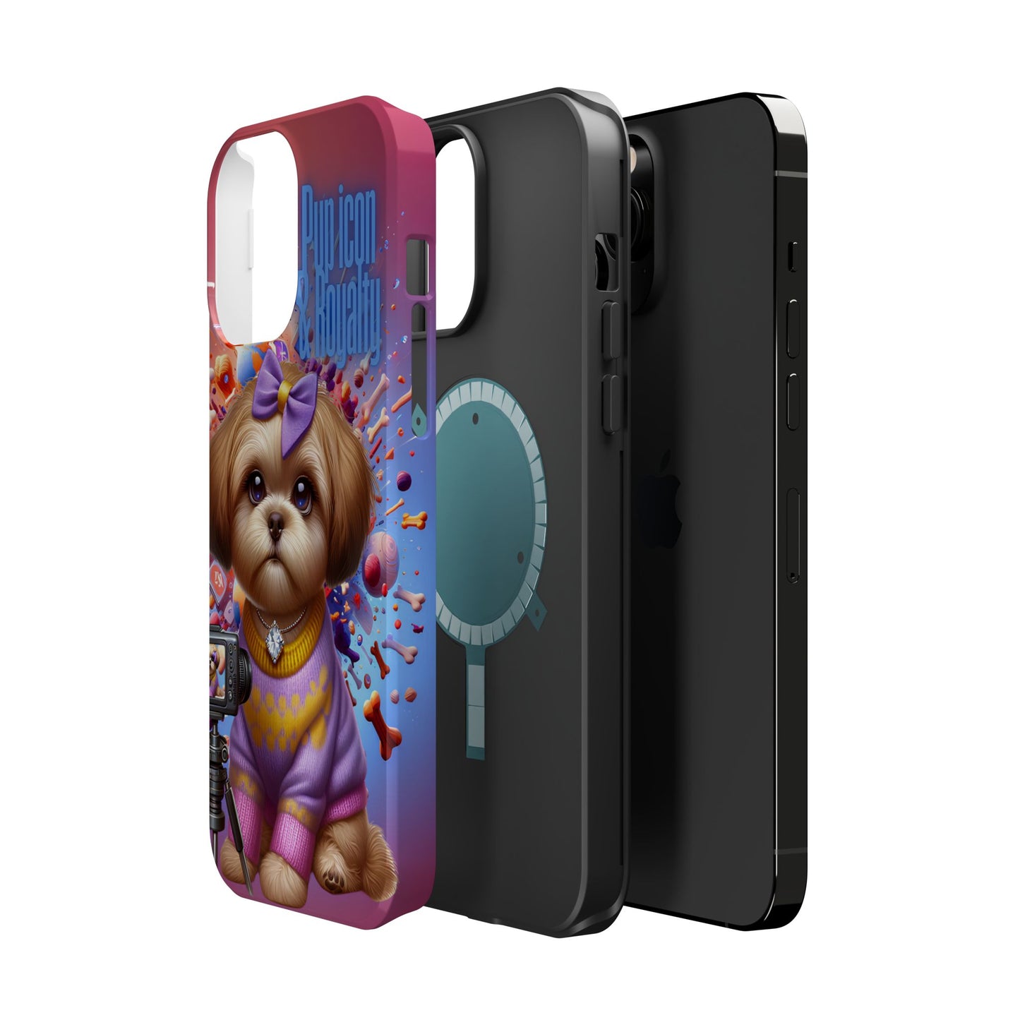 Cute Dog Art Magnetic Phone Case - Pup Icon & Royalty Design