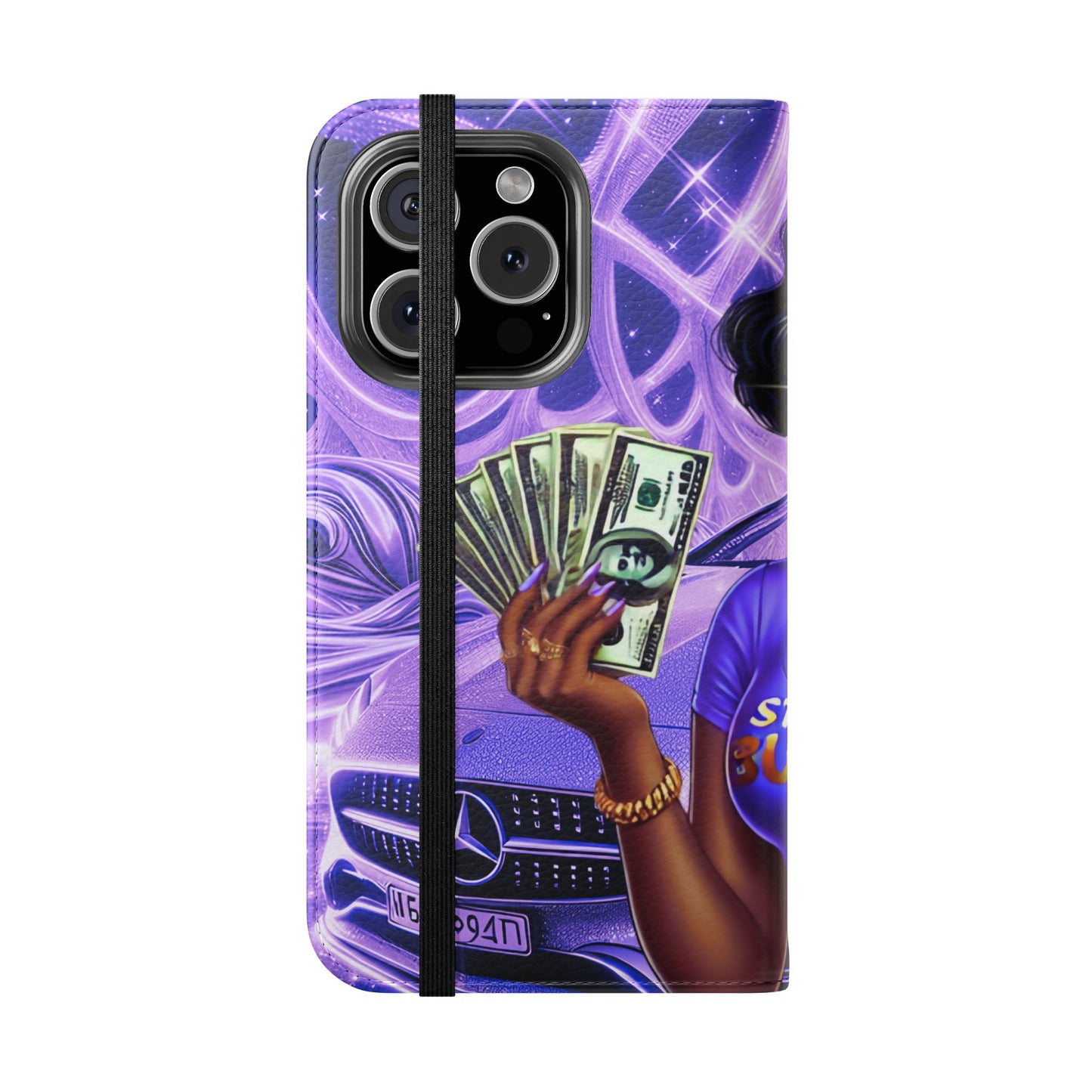 Empowered Businesswoman Flip Case - Stylish Phone Wallet Cover with Money Design