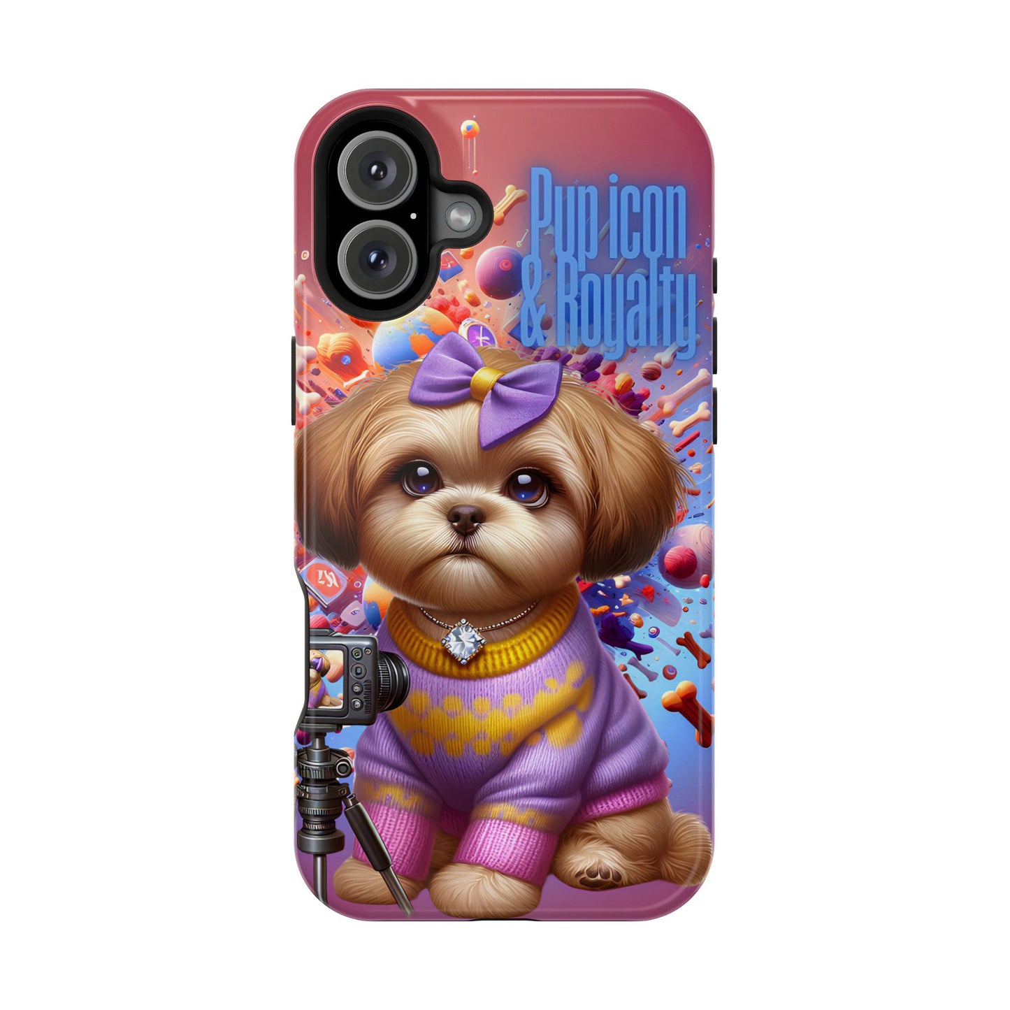 Cute Dog Art Magnetic Phone Case - Pup Icon & Royalty Design