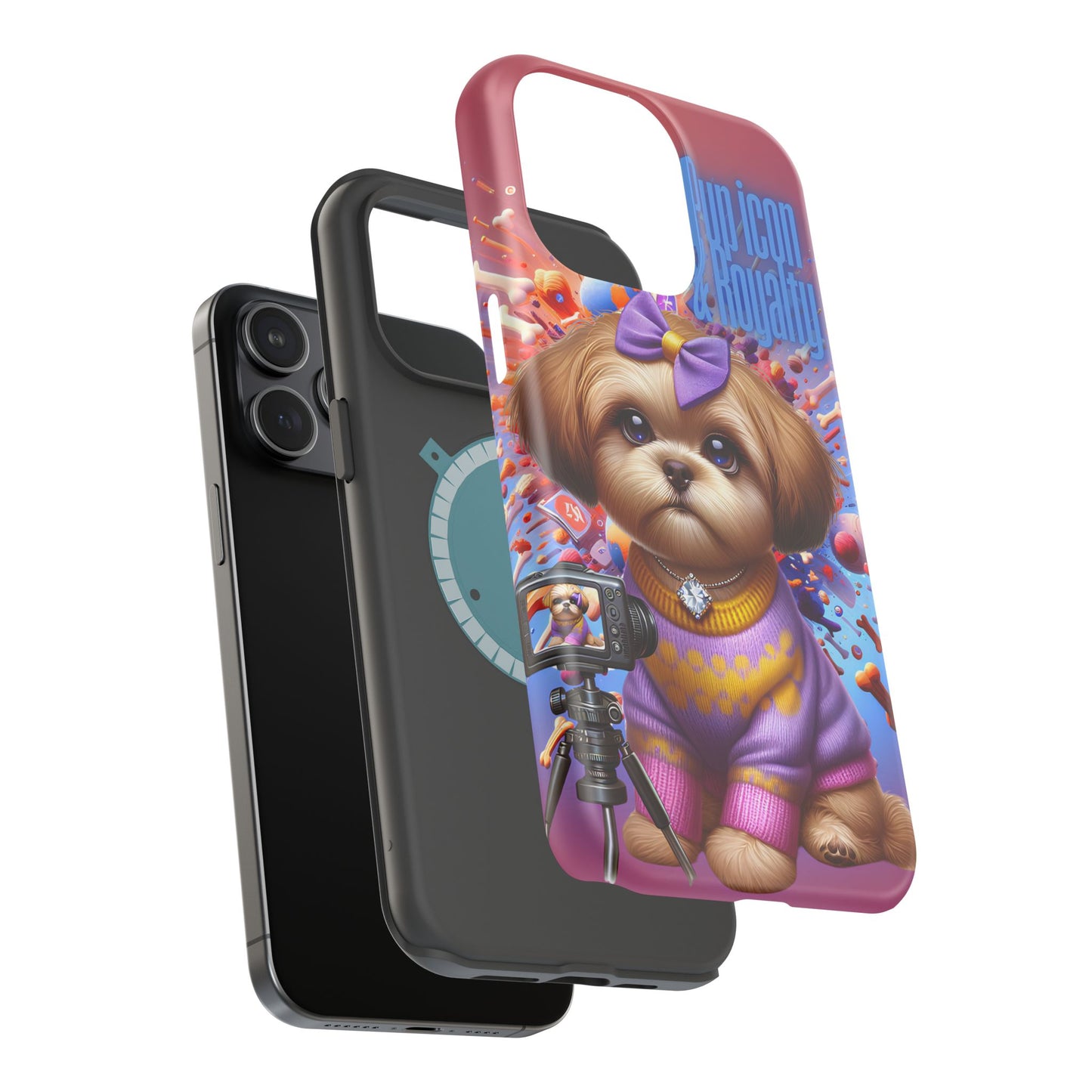 Cute Dog Art Magnetic Phone Case - Pup Icon & Royalty Design
