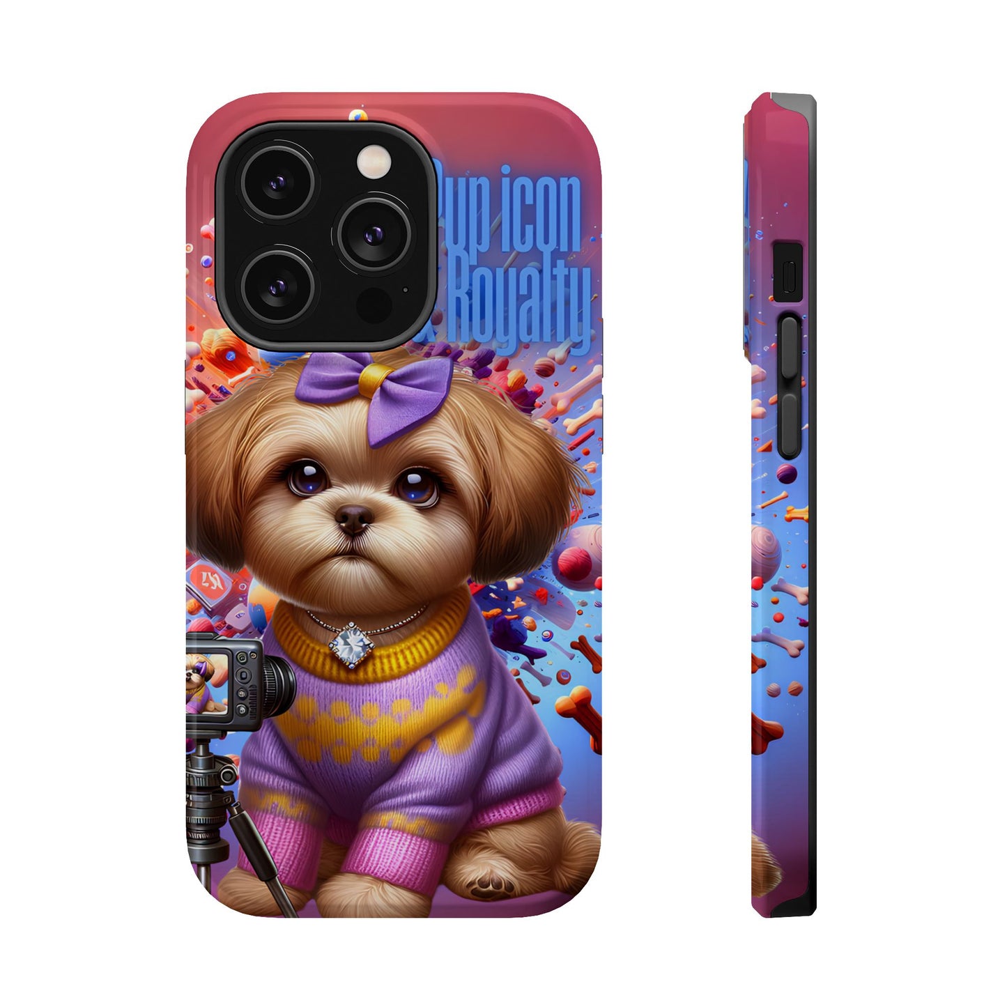 Cute Dog Art Magnetic Phone Case - Pup Icon & Royalty Design
