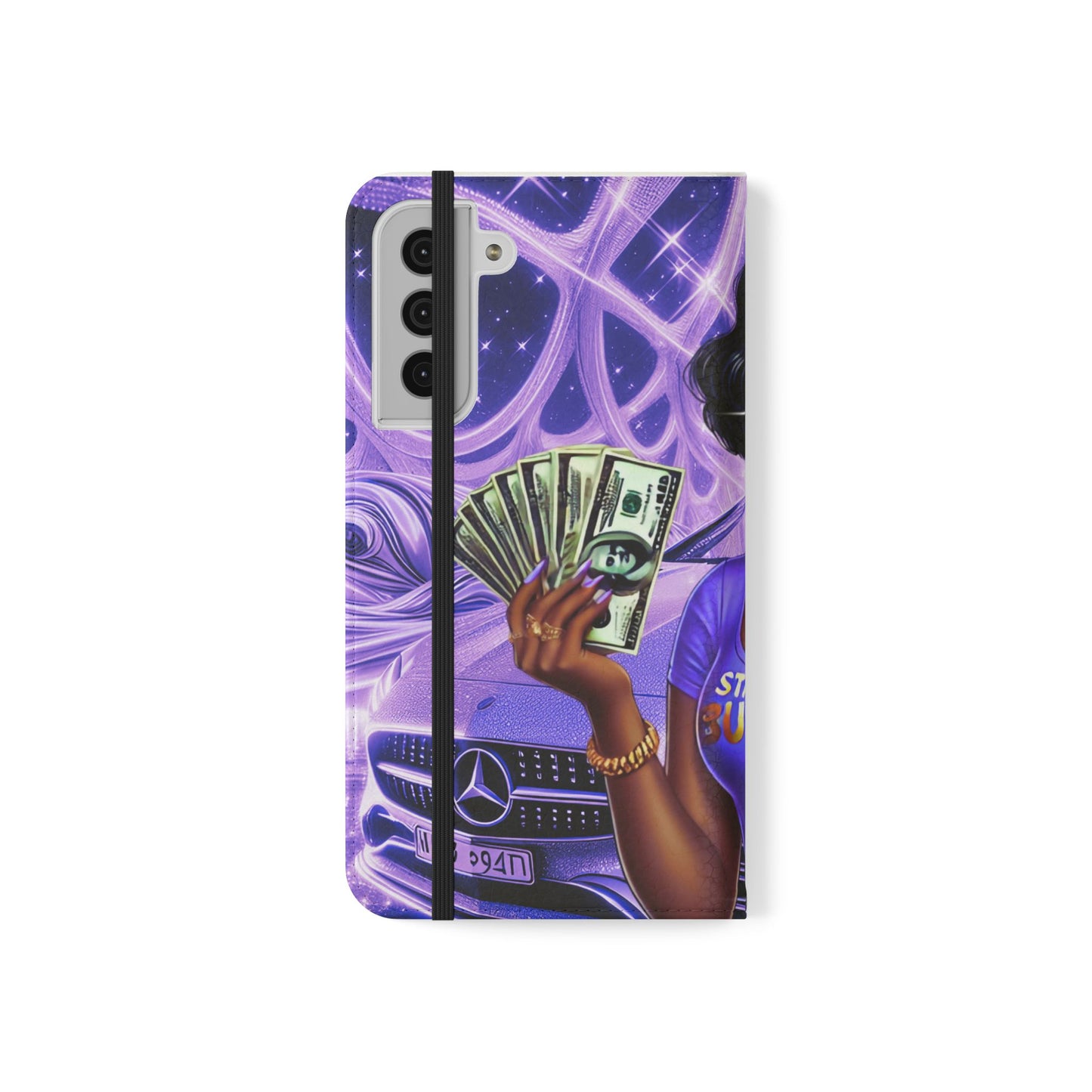 Empowered Businesswoman Flip Case - Stylish Phone Wallet Cover with Money Design