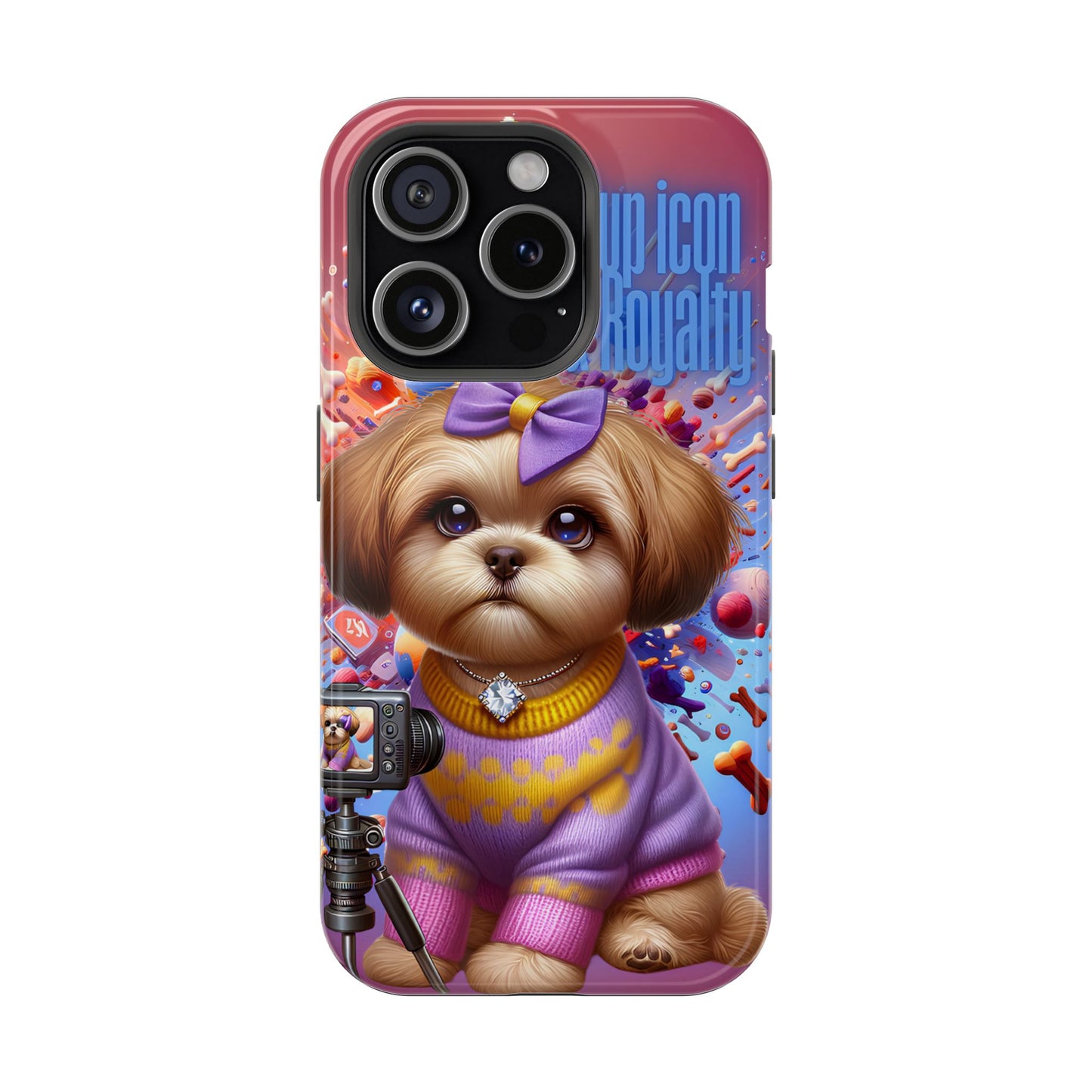 Cute Dog Art Magnetic Phone Case - Pup Icon & Royalty Design
