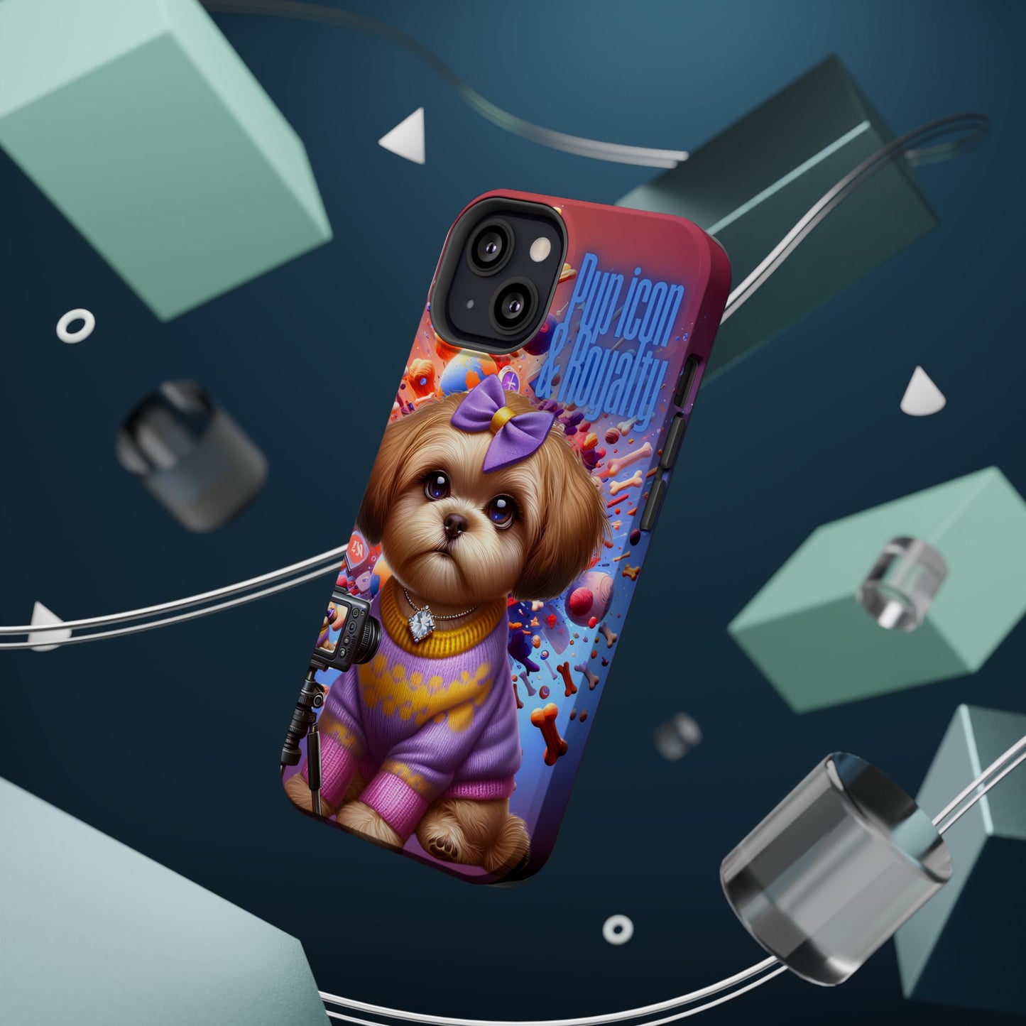 Cute Dog Art Magnetic Phone Case - Pup Icon & Royalty Design