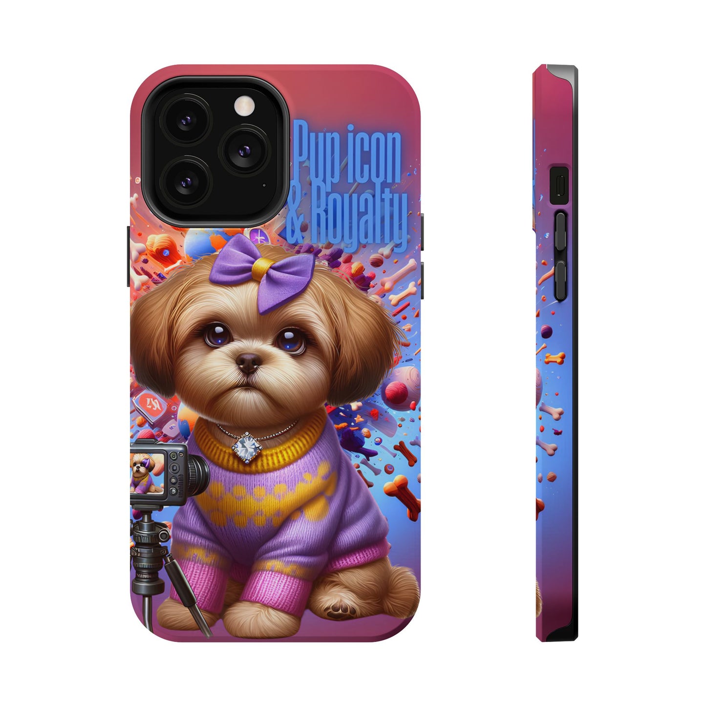 Cute Dog Art Magnetic Phone Case - Pup Icon & Royalty Design