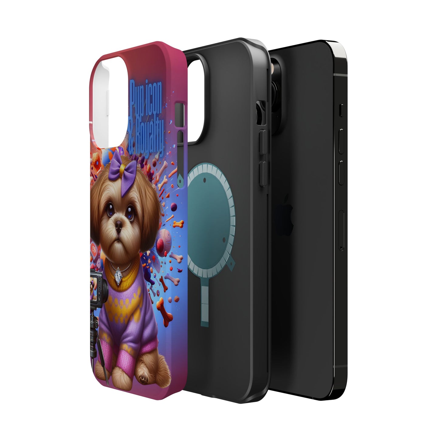 Cute Dog Art Magnetic Phone Case - Pup Icon & Royalty Design