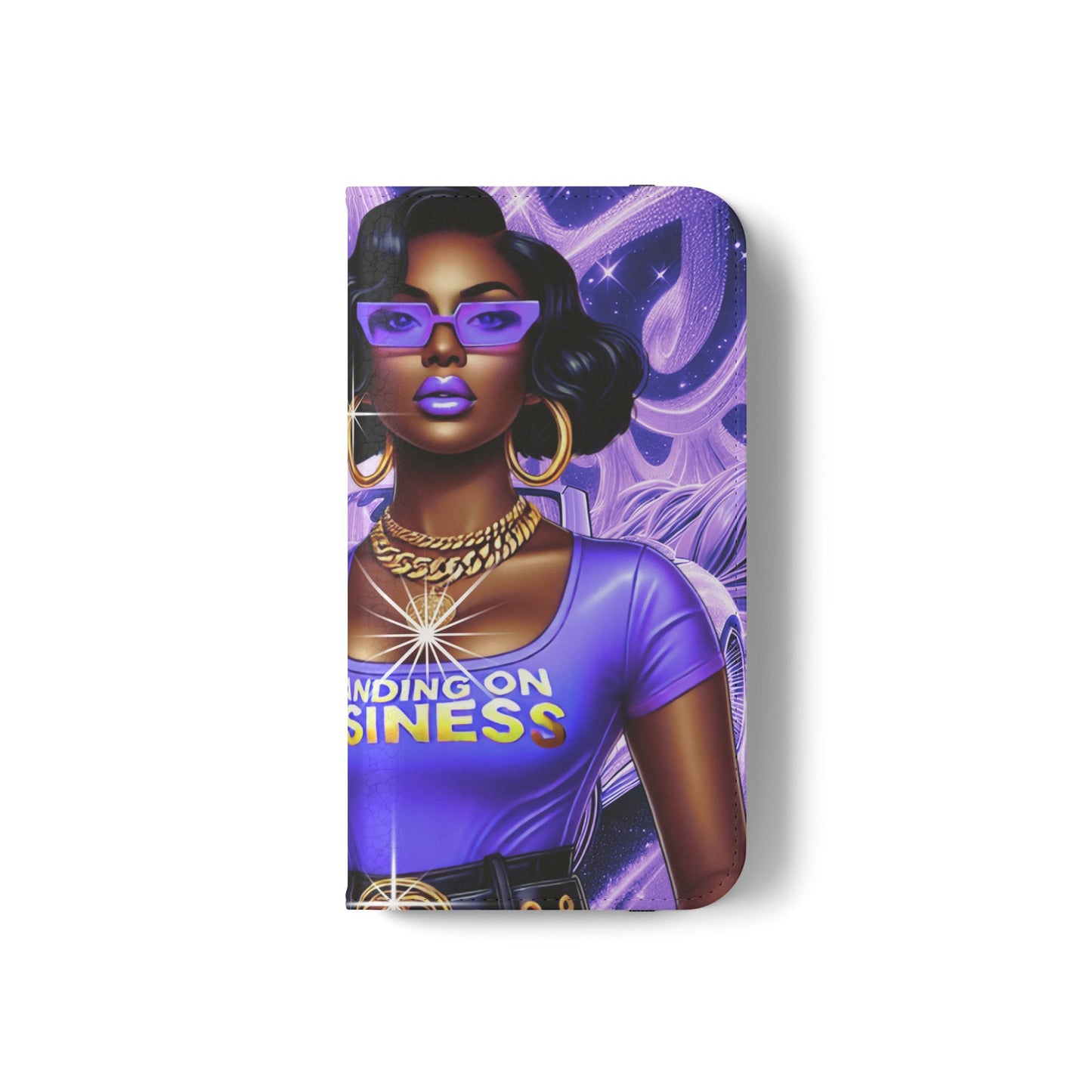 Empowered Businesswoman Flip Case - Stylish Phone Wallet Cover with Money Design