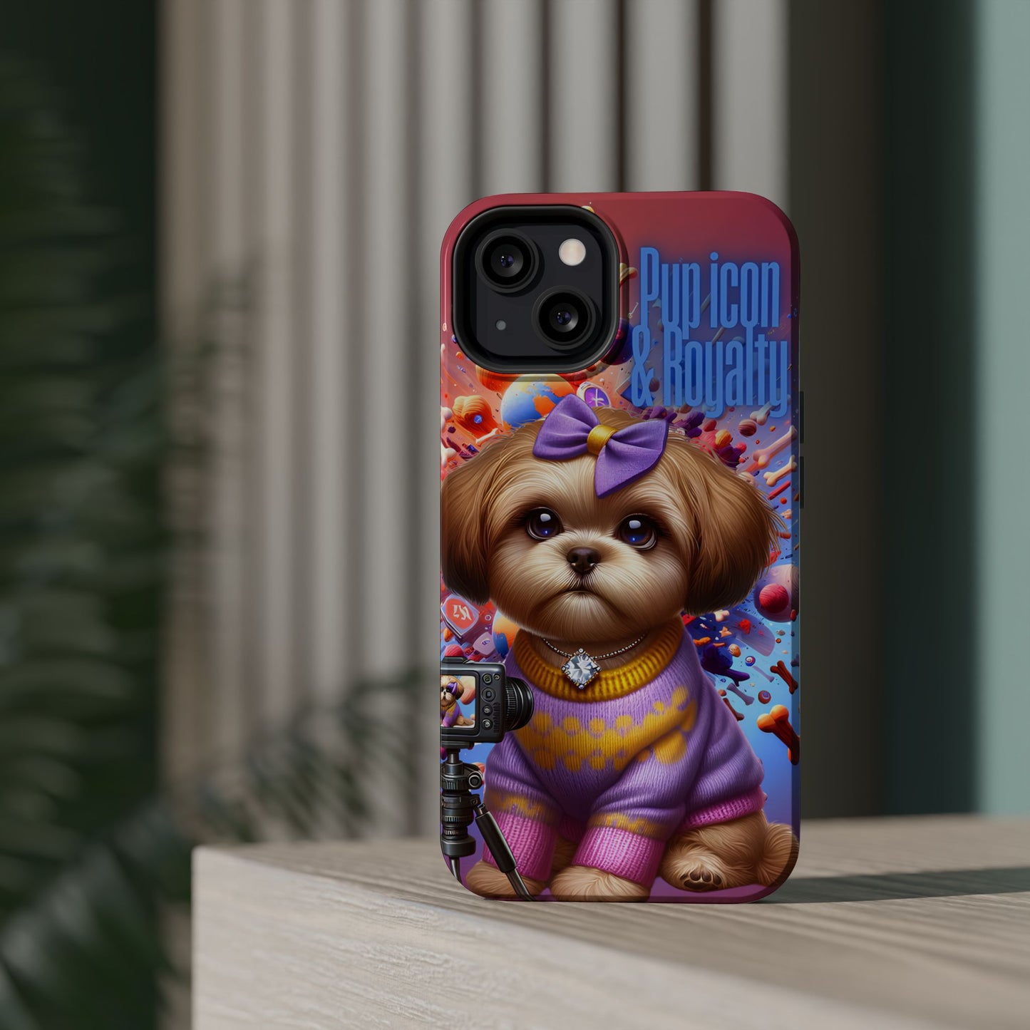 Cute Dog Art Magnetic Phone Case - Pup Icon & Royalty Design