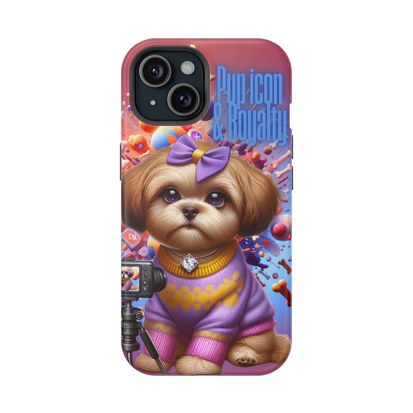 Cute Dog Art Magnetic Phone Case - Pup Icon & Royalty Design