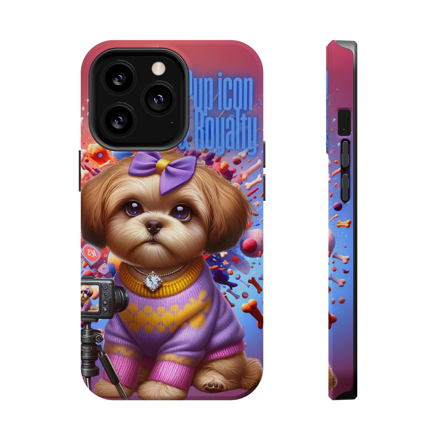Cute Dog Art Magnetic Phone Case - Pup Icon & Royalty Design