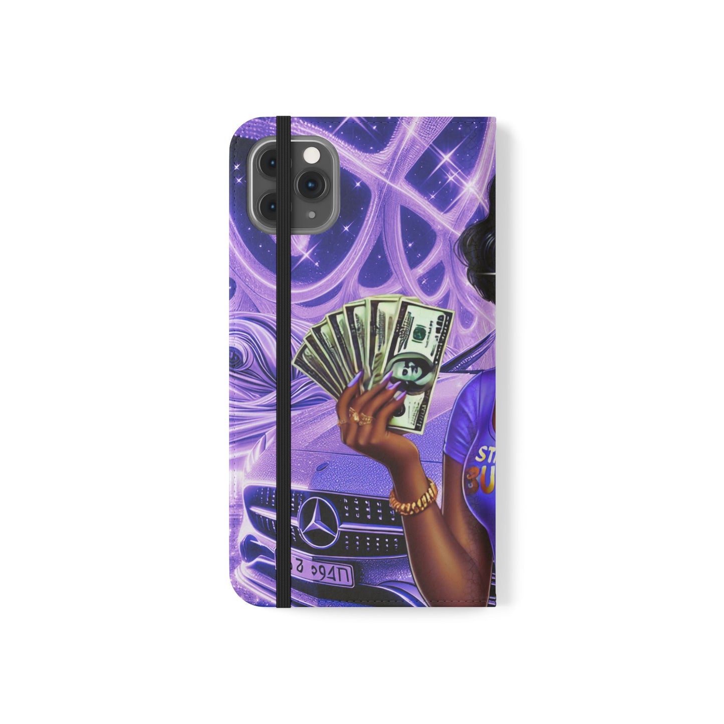 Empowered Businesswoman Flip Case - Stylish Phone Wallet Cover with Money Design
