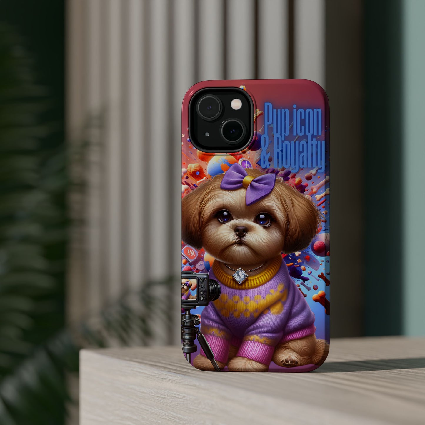 Cute Dog Art Magnetic Phone Case - Pup Icon & Royalty Design