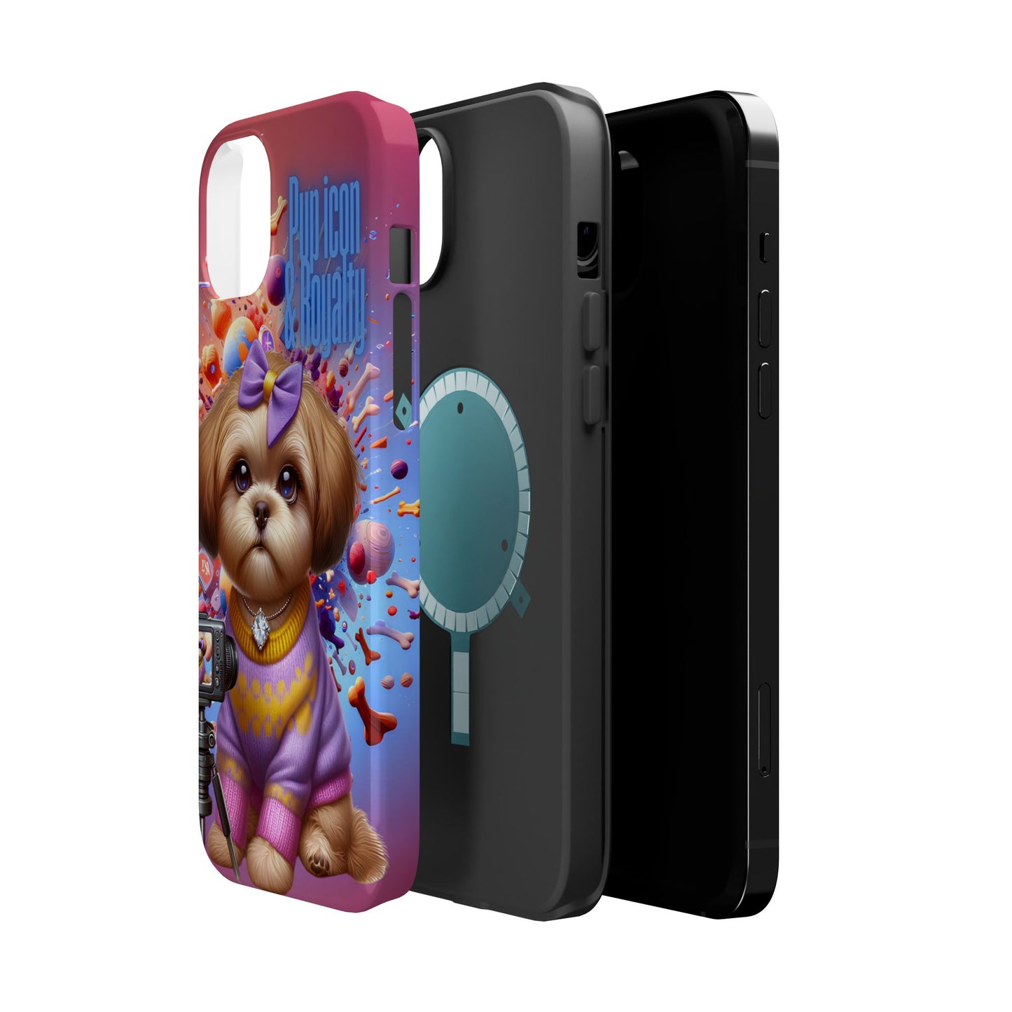 Cute Dog Art Magnetic Phone Case - Pup Icon & Royalty Design