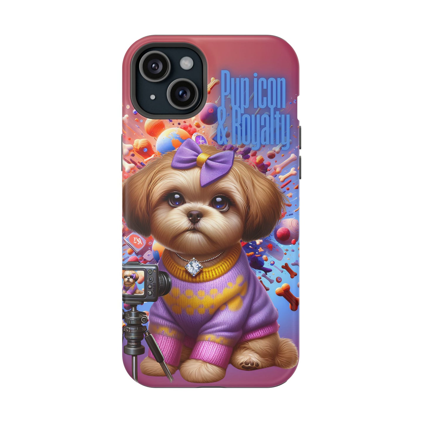 Cute Dog Art Magnetic Phone Case - Pup Icon & Royalty Design