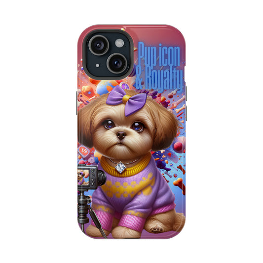 Cute Dog Art Magnetic Phone Case - Pup Icon & Royalty Design