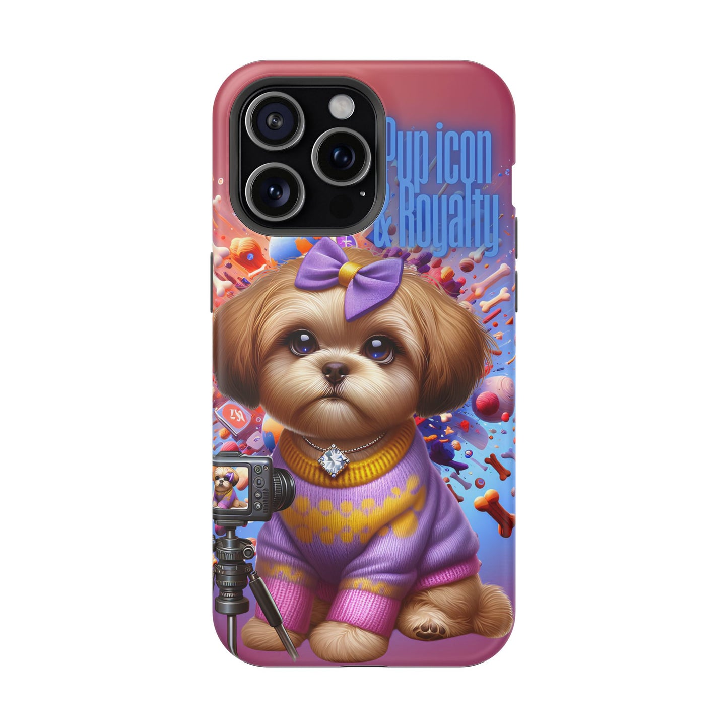 Cute Dog Art Magnetic Phone Case - Pup Icon & Royalty Design