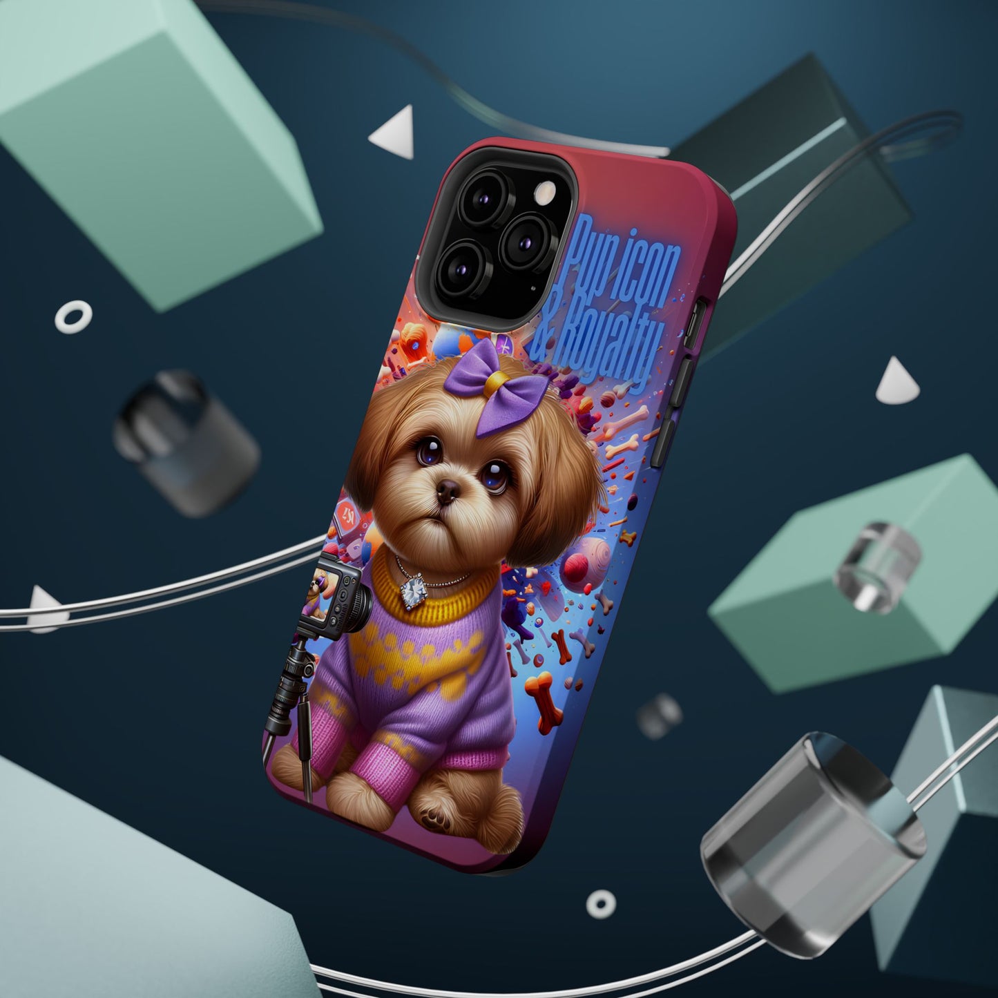 Cute Dog Art Magnetic Phone Case - Pup Icon & Royalty Design