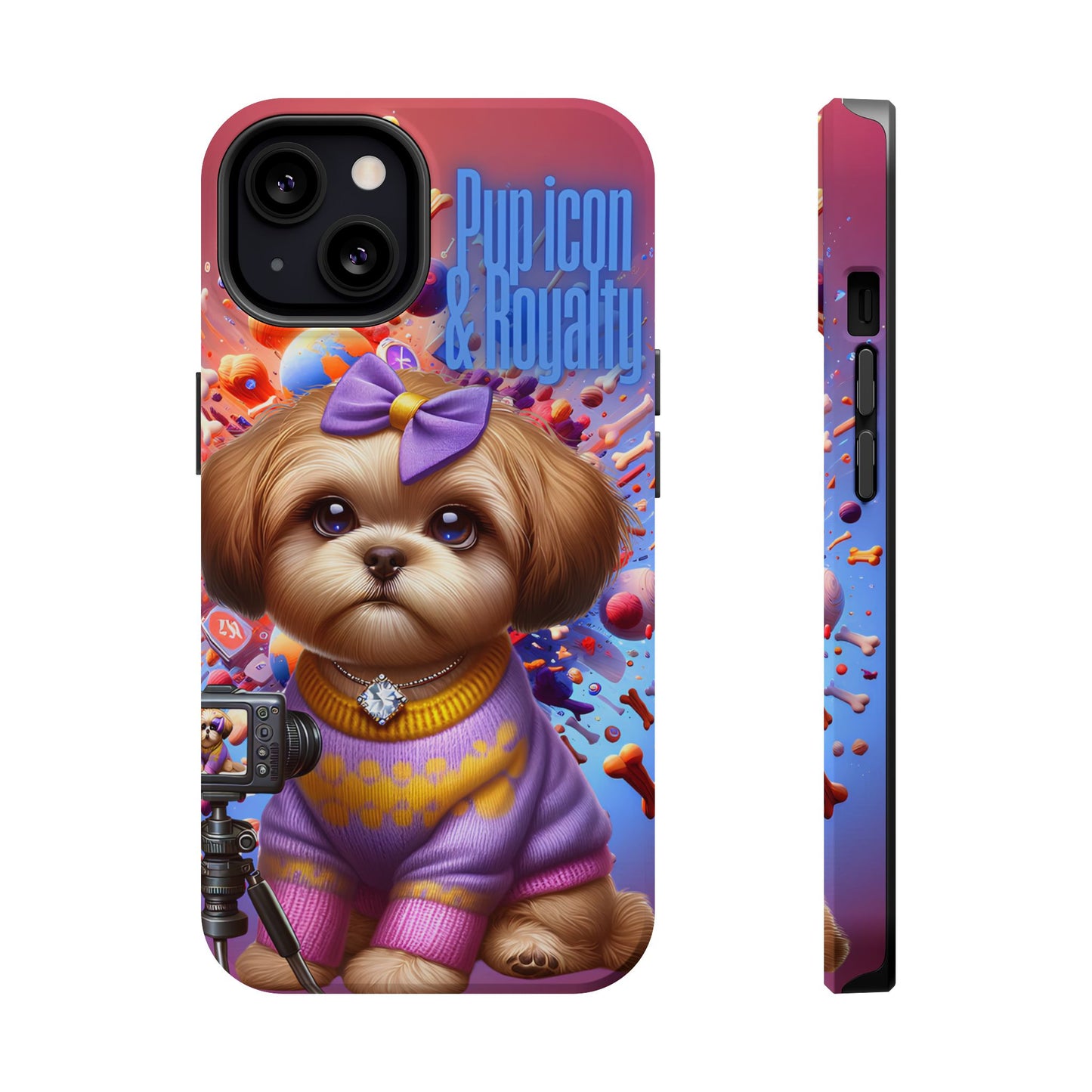 Cute Dog Art Magnetic Phone Case - Pup Icon & Royalty Design