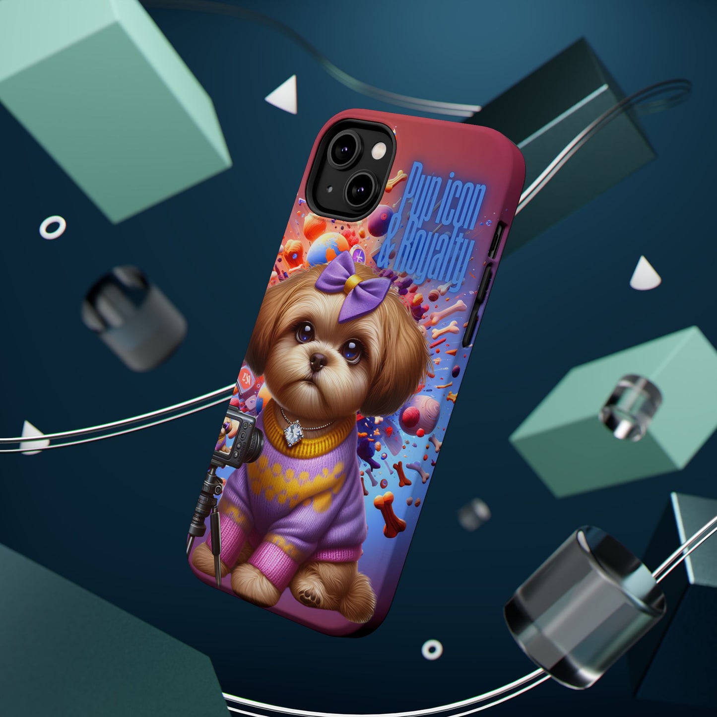 Cute Dog Art Magnetic Phone Case - Pup Icon & Royalty Design