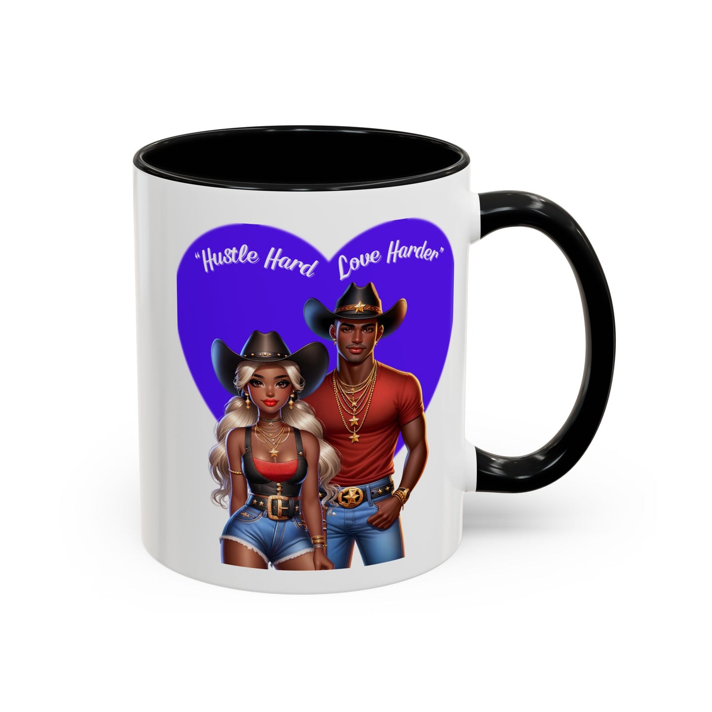 Hustle Hard Love Harder Accent Coffee Mug – Motivational 11/15oz Mug for Cowgirl & Cowboy Lovers
