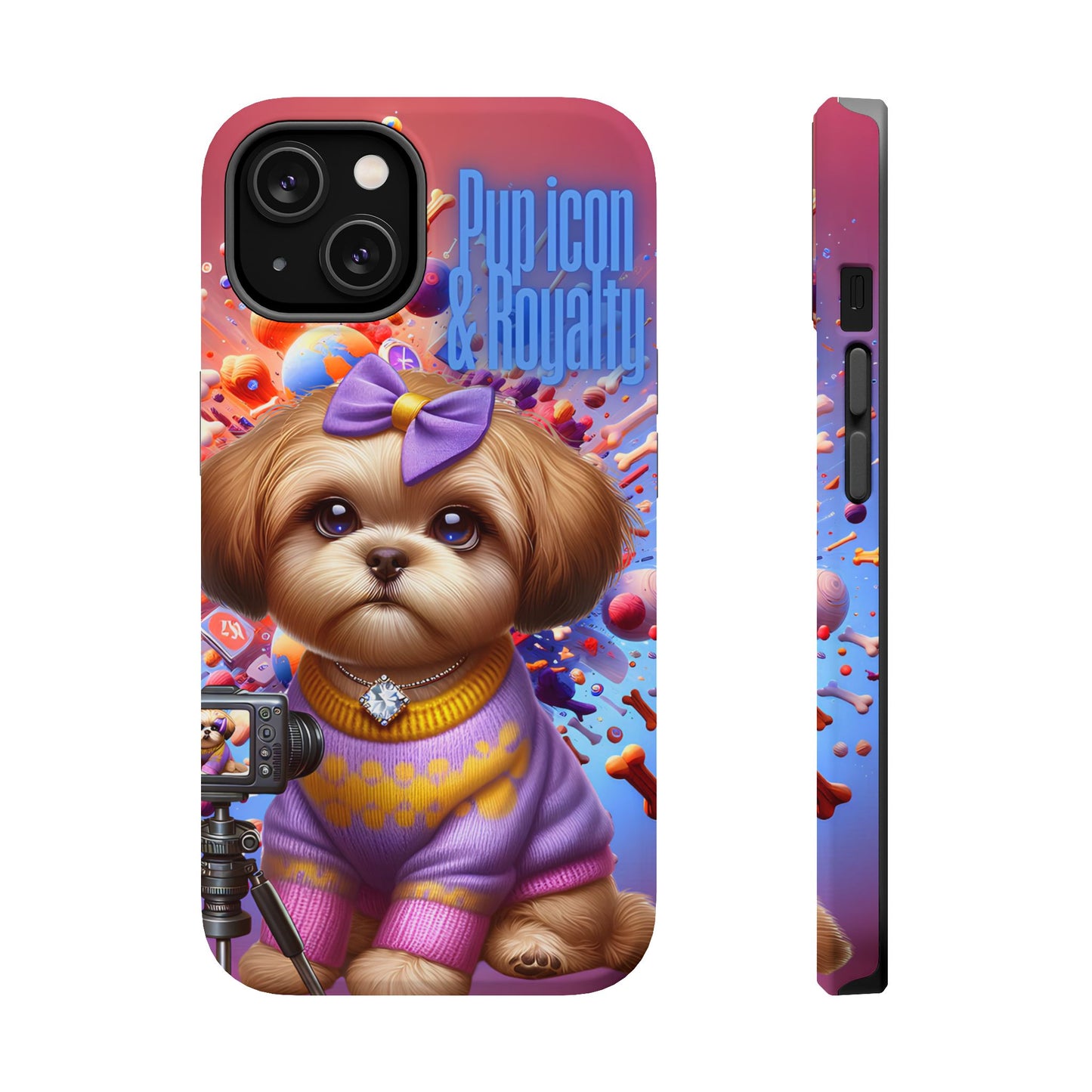 Cute Dog Art Magnetic Phone Case - Pup Icon & Royalty Design