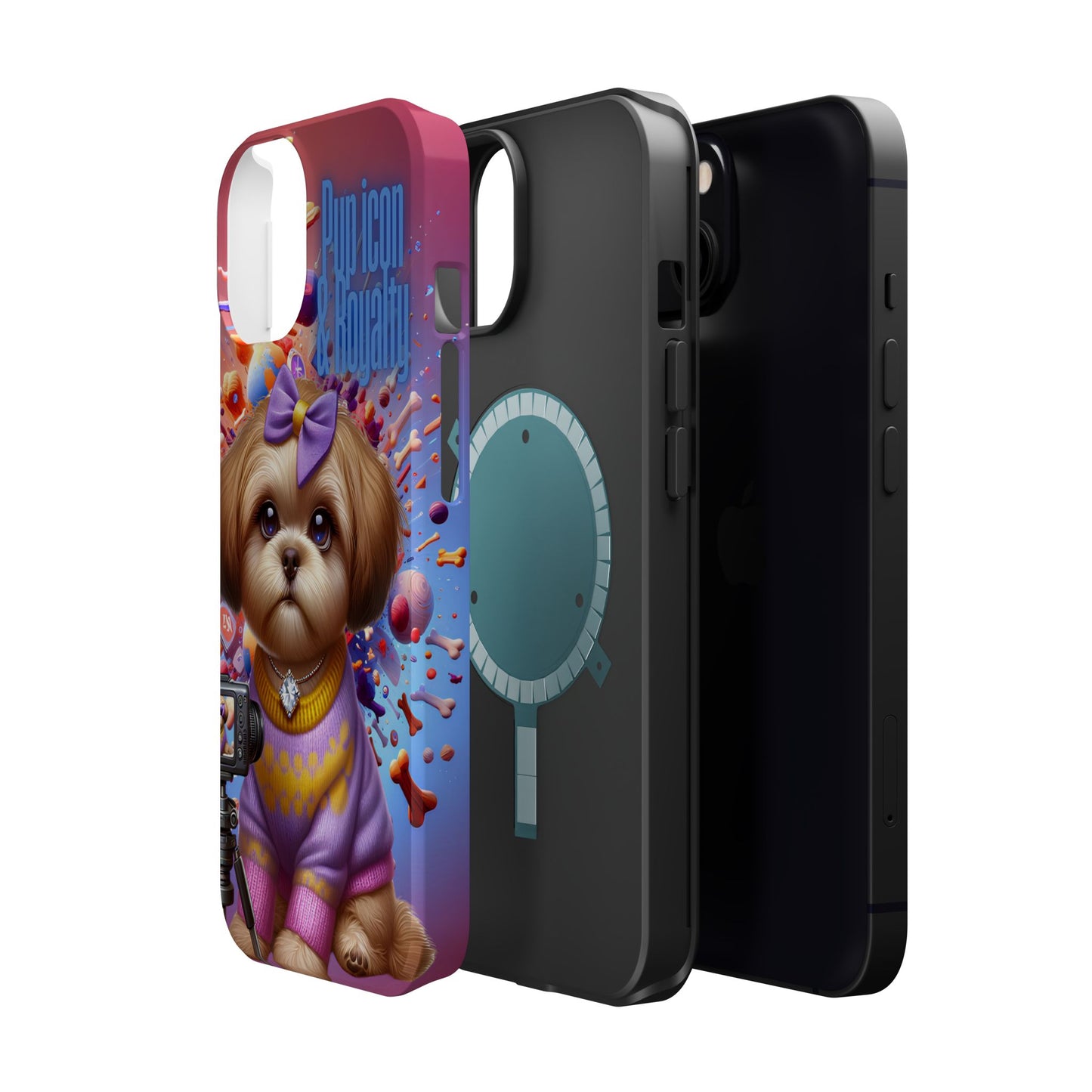 Cute Dog Art Magnetic Phone Case - Pup Icon & Royalty Design