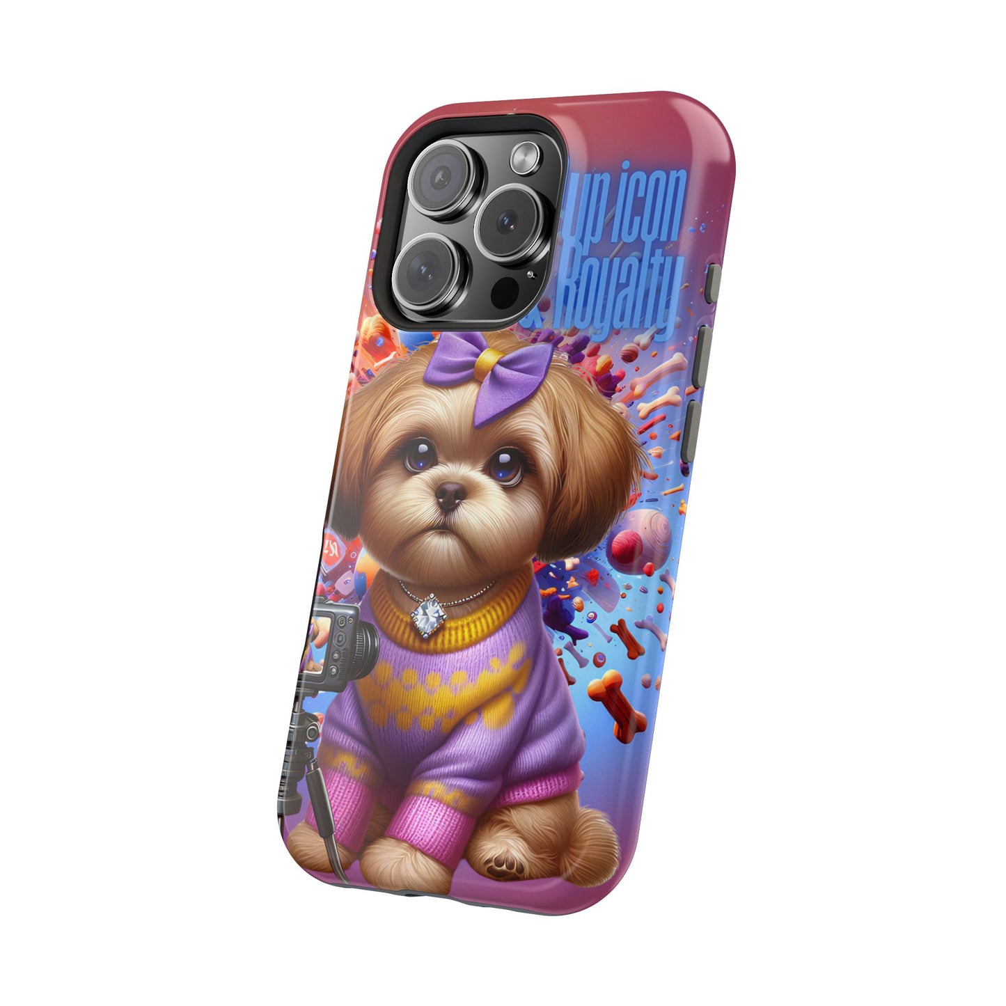 Cute Dog Art Magnetic Phone Case - Pup Icon & Royalty Design