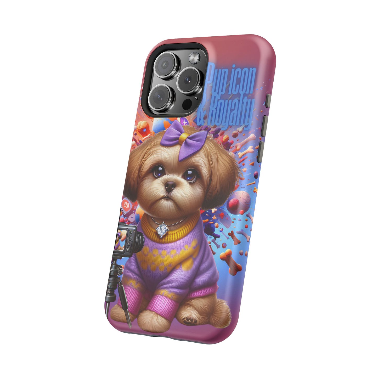 Cute Dog Art Magnetic Phone Case - Pup Icon & Royalty Design