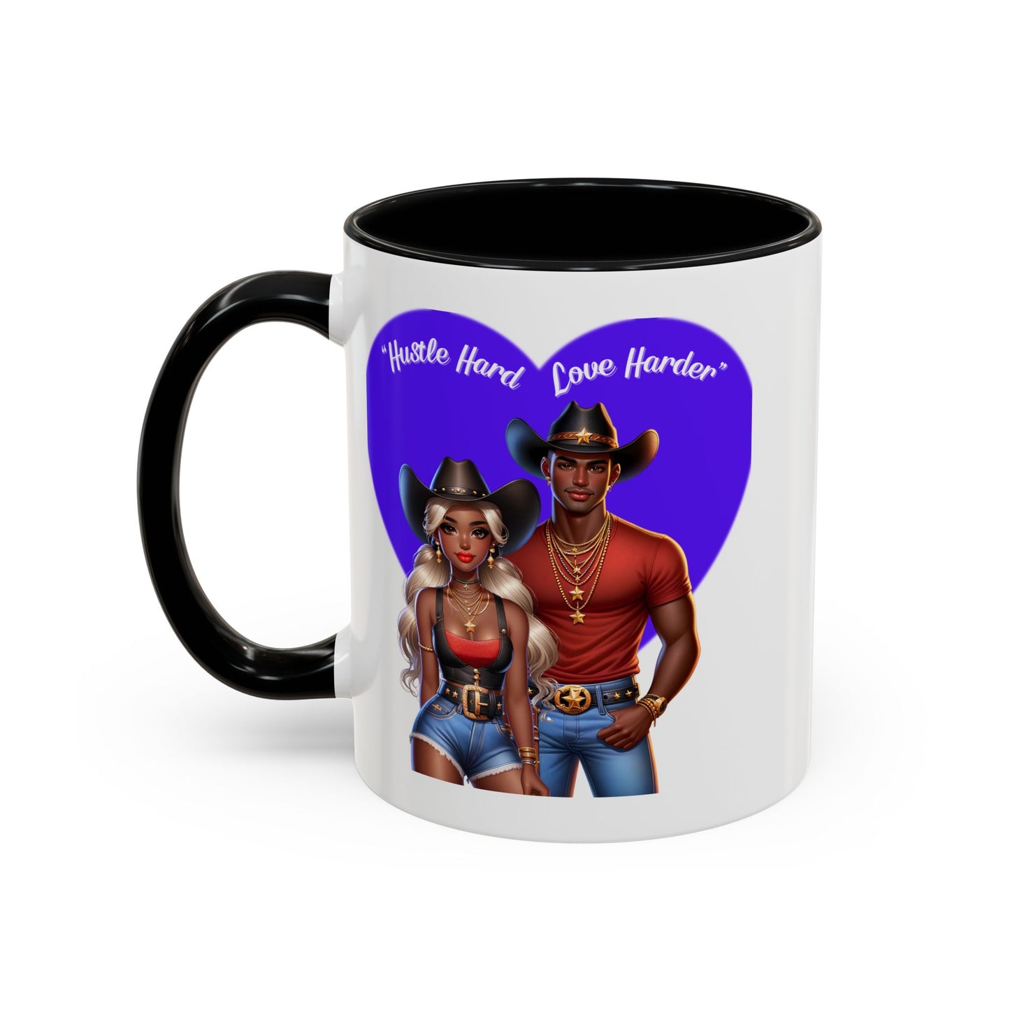 Hustle Hard Love Harder Accent Coffee Mug – Motivational 11/15oz Mug for Cowgirl & Cowboy Lovers