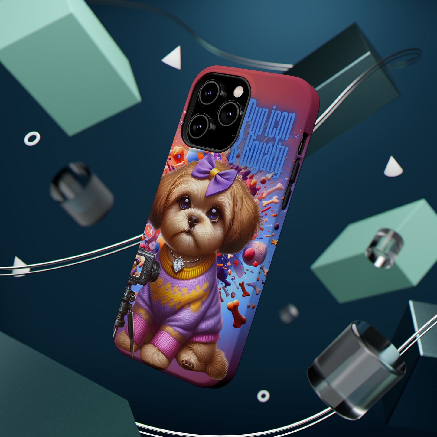 Cute Dog Art Magnetic Phone Case - Pup Icon & Royalty Design