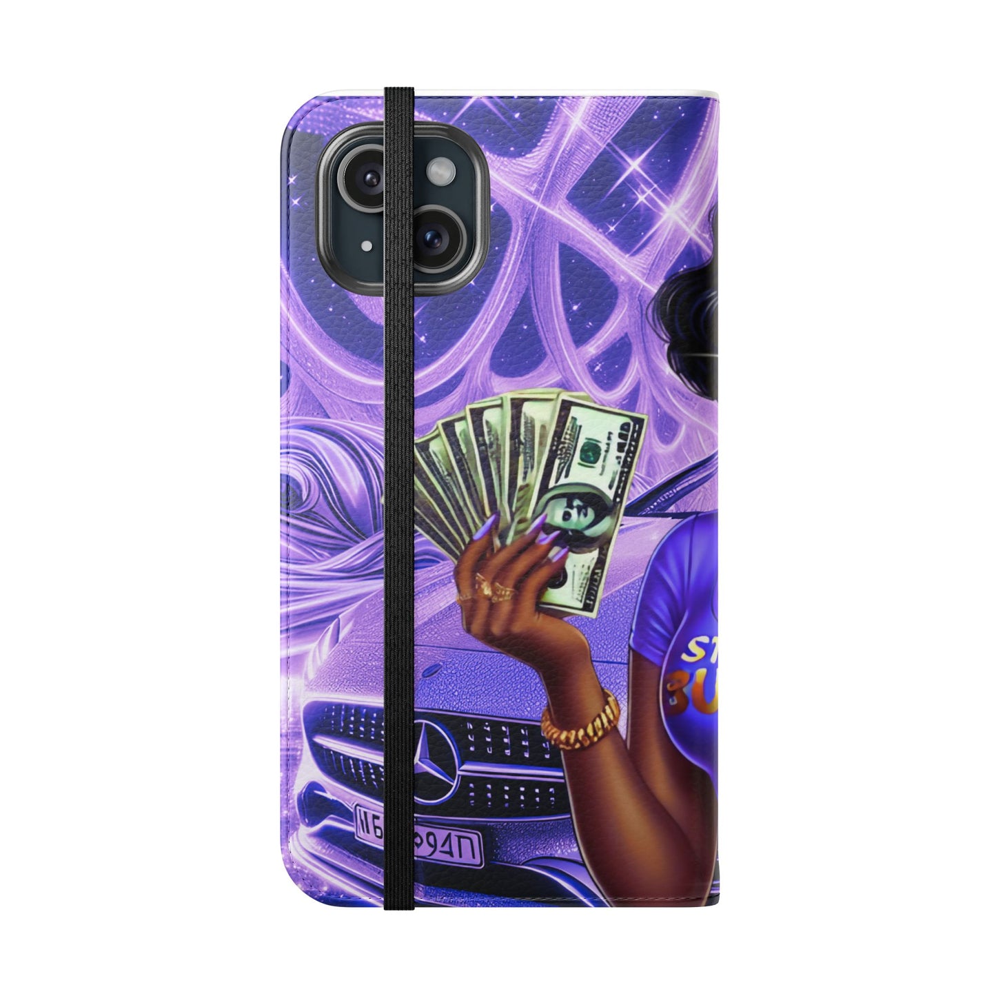 Empowered Businesswoman Flip Case - Stylish Phone Wallet Cover with Money Design