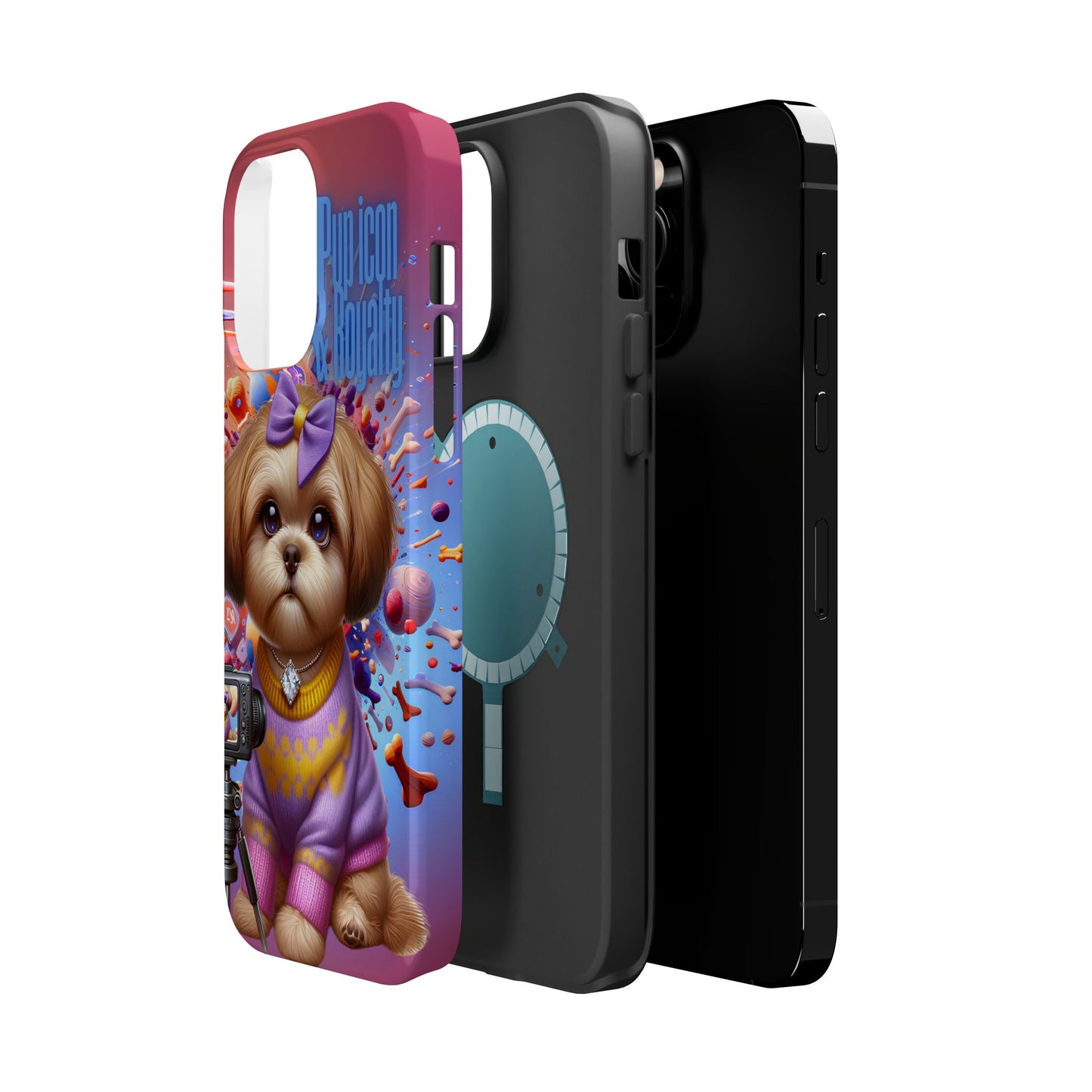 Cute Dog Art Magnetic Phone Case - Pup Icon & Royalty Design