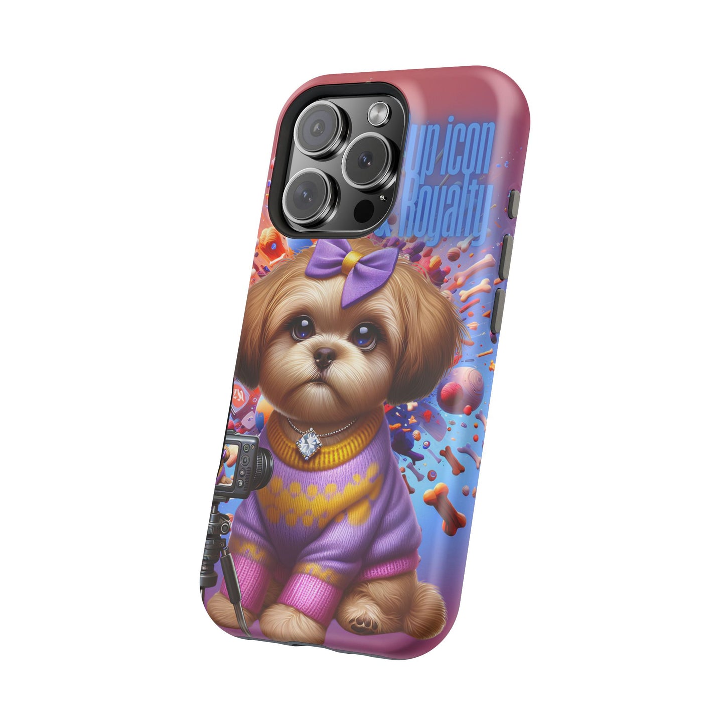 Cute Dog Art Magnetic Phone Case - Pup Icon & Royalty Design