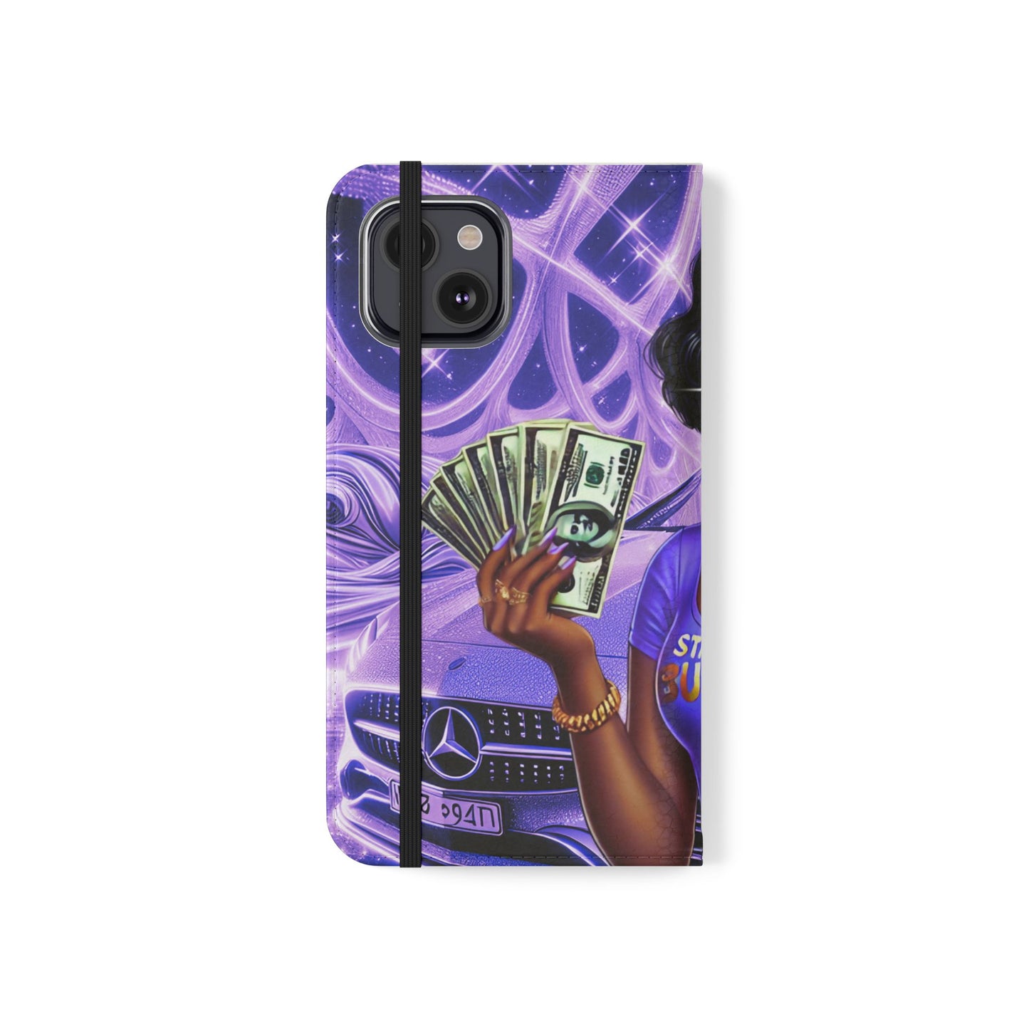 Empowered Businesswoman Flip Case - Stylish Phone Wallet Cover with Money Design