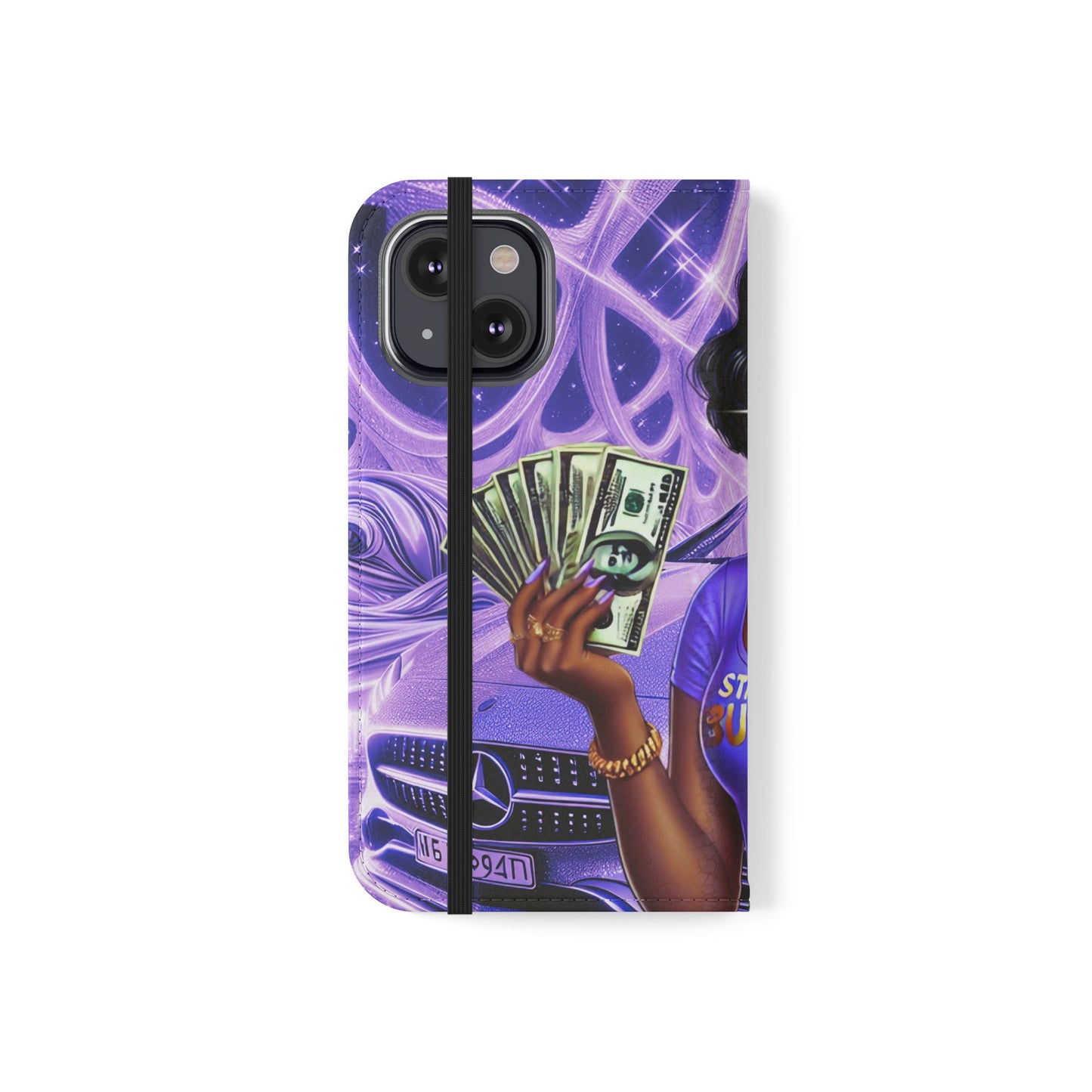 Empowered Businesswoman Flip Case - Stylish Phone Wallet Cover with Money Design