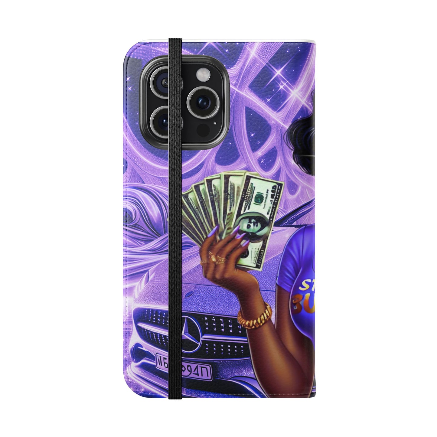 Empowered Businesswoman Flip Case - Stylish Phone Wallet Cover with Money Design