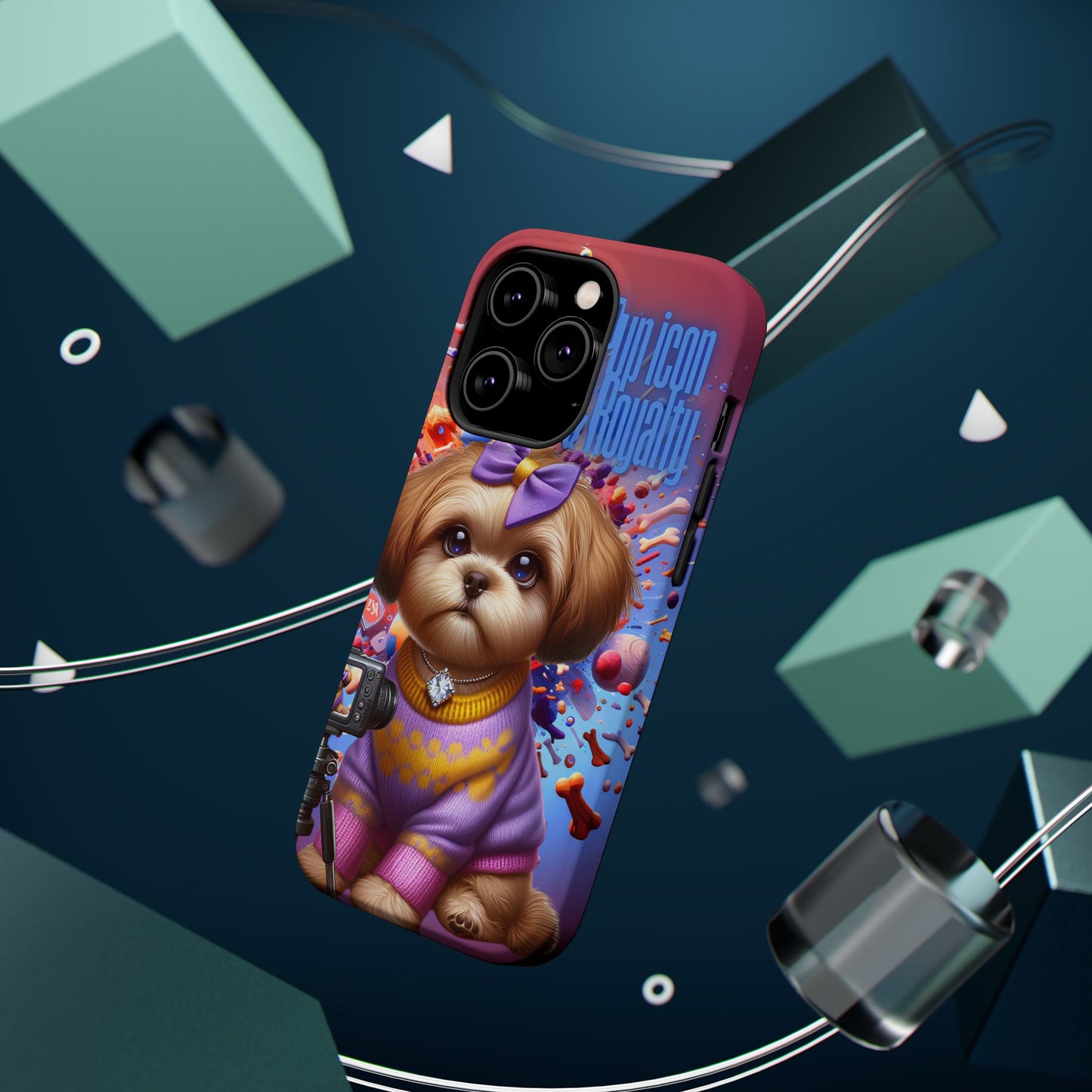Cute Dog Art Magnetic Phone Case - Pup Icon & Royalty Design