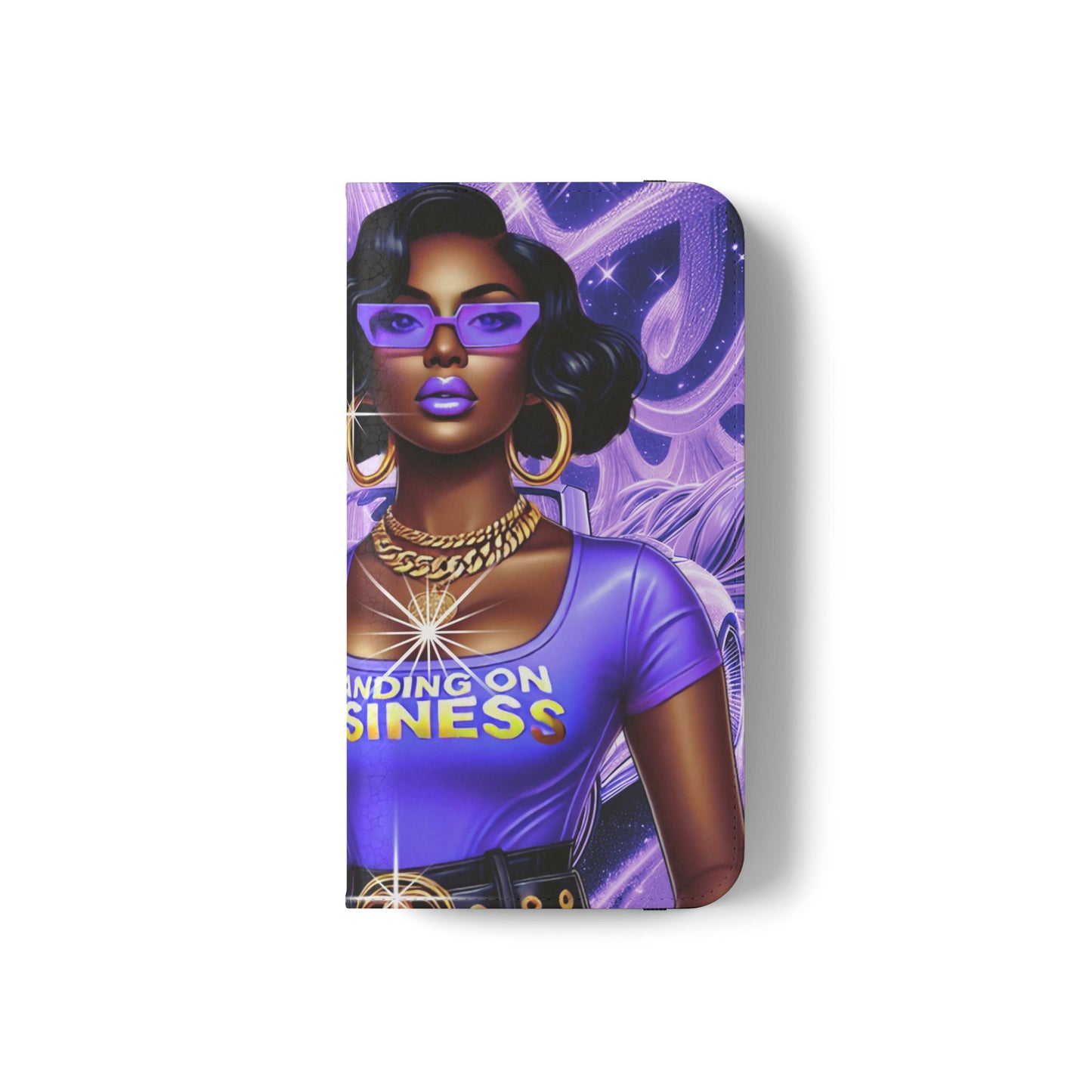 Empowered Businesswoman Flip Case - Stylish Phone Wallet Cover with Money Design