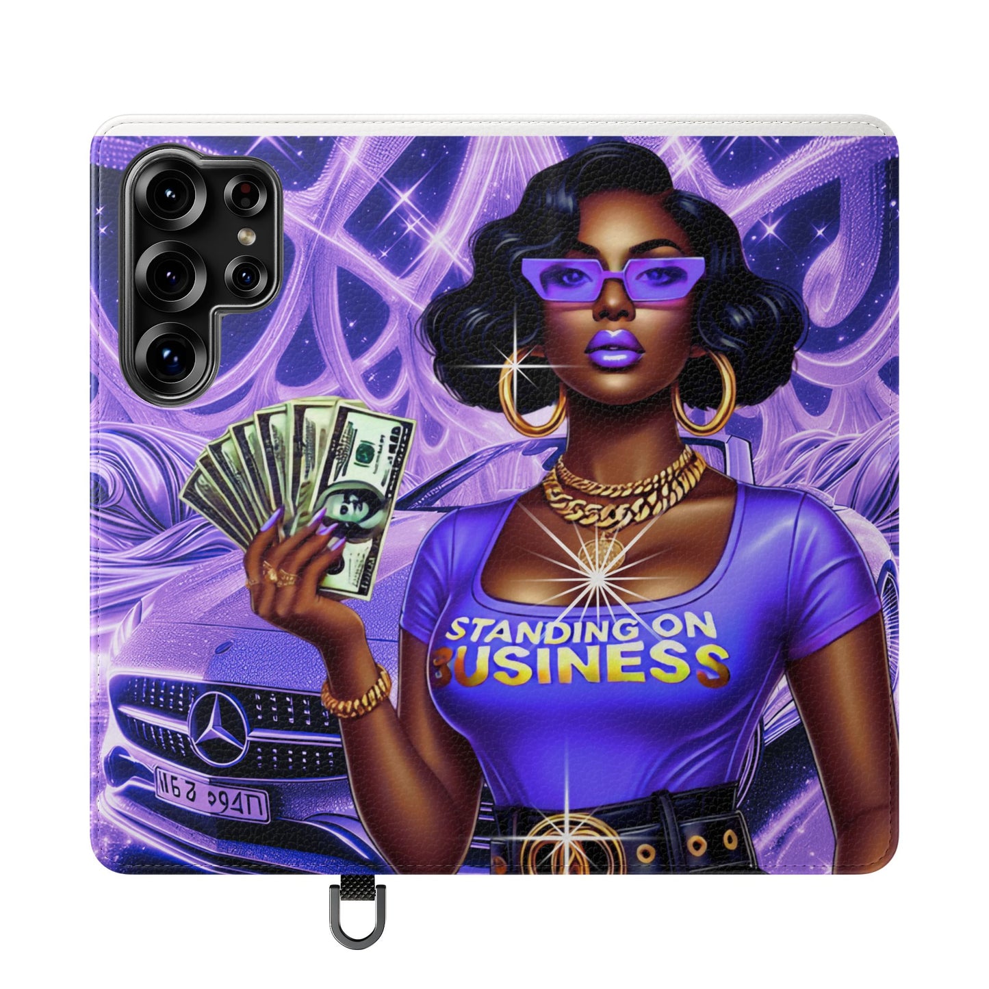 Empowered Businesswoman Flip Case - Stylish Phone Wallet Cover with Money Design
